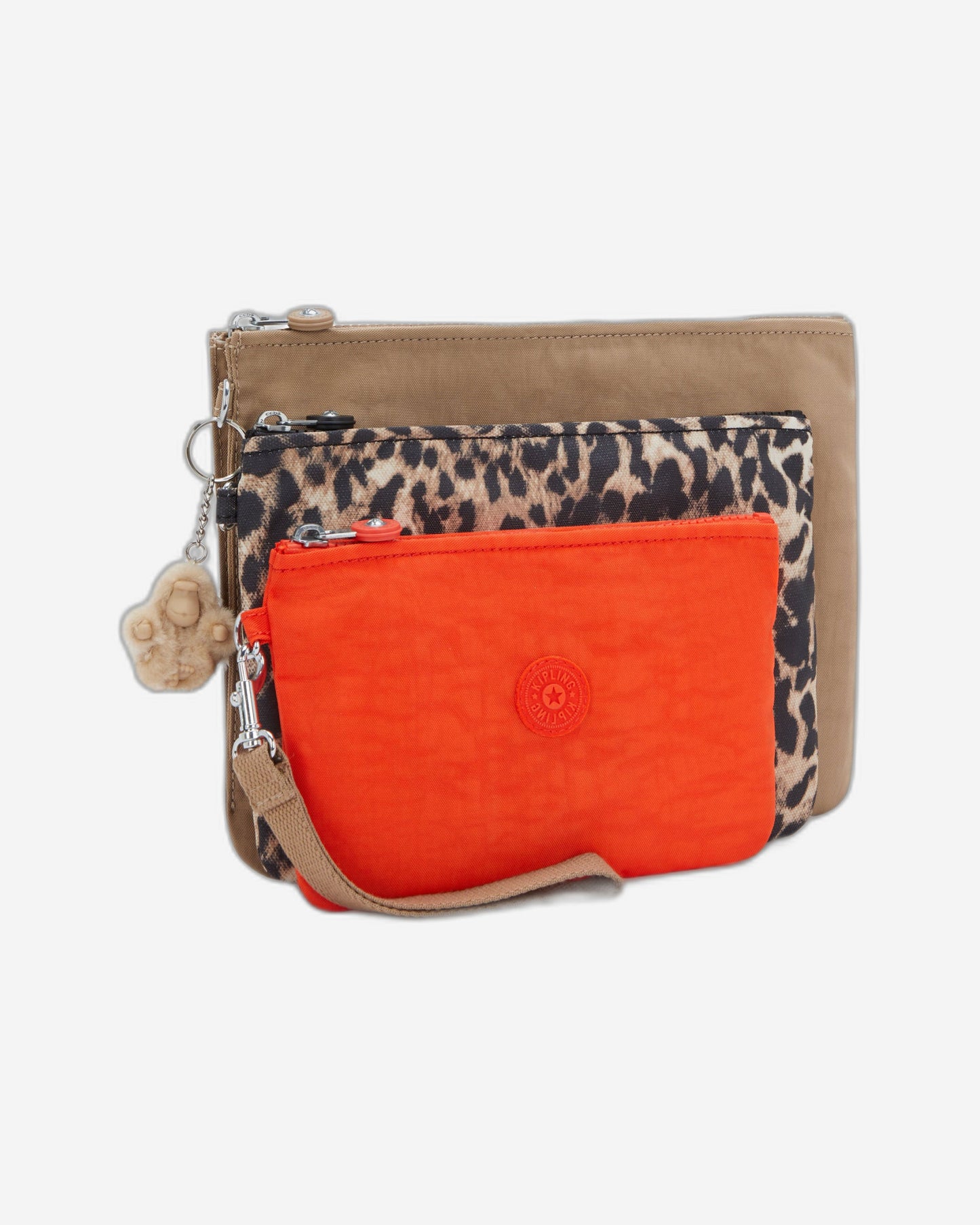 Kipling Iaka L Wristlet Early Tan 3 large pouches (with removable wristlet) I4219-7CN