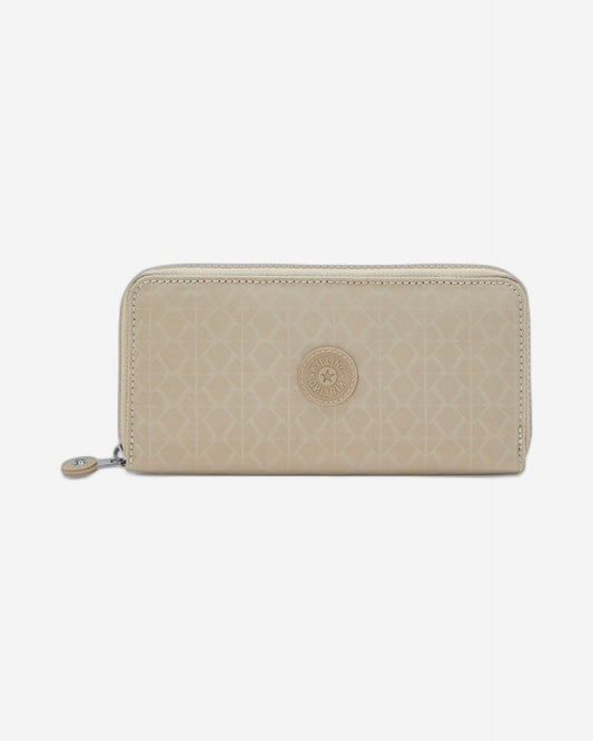 Kipling Money World Signature Beige Embossed Large Wallet I4464-96A