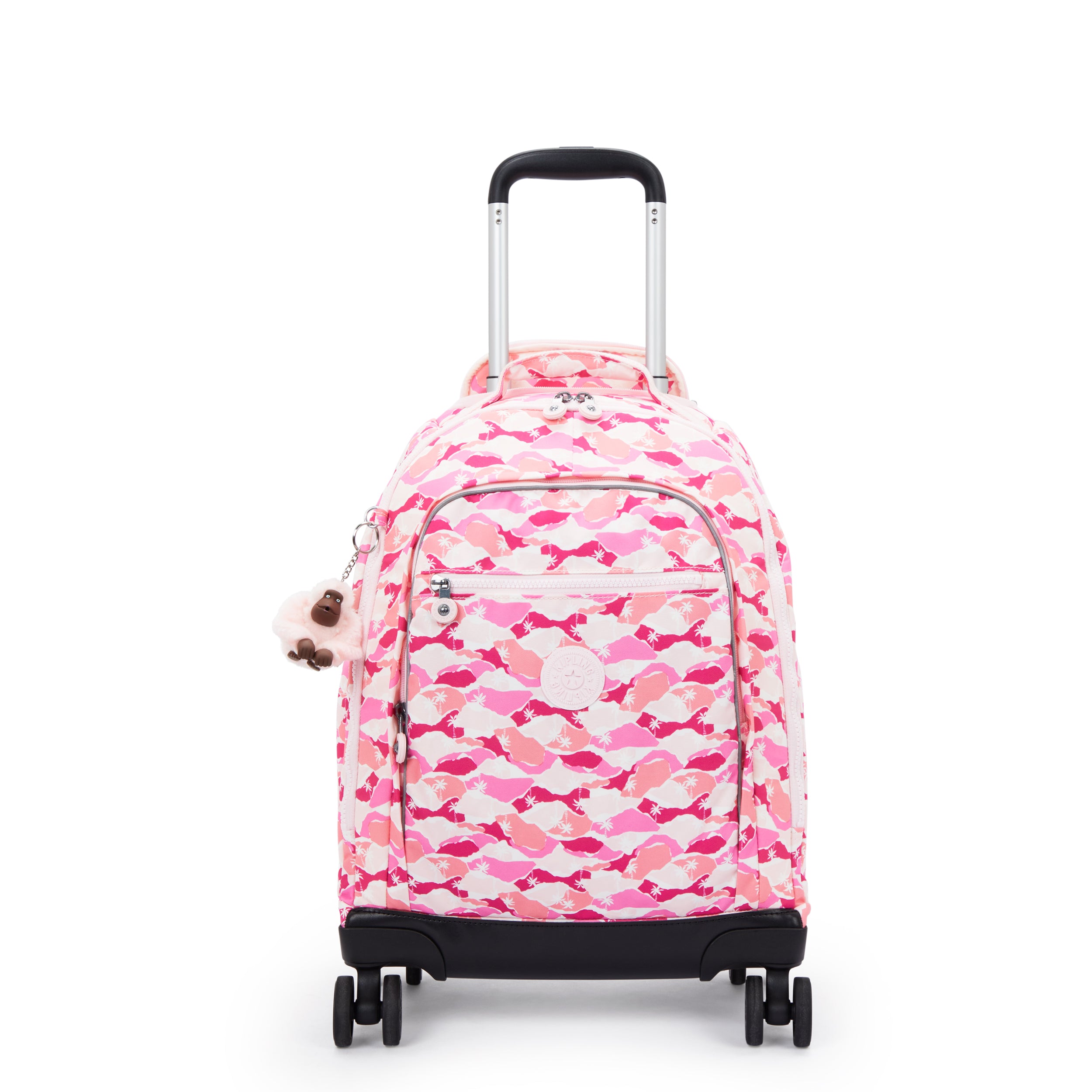 Kipling New Zea Pink Palm Large wheeled backpack with laptop compartment I4674-1BV