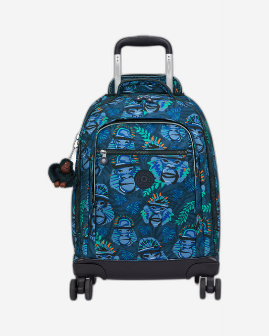 Kipling New Zea Blue Monkey Fun Large Wheeled Backpack C2I4674-8HJ