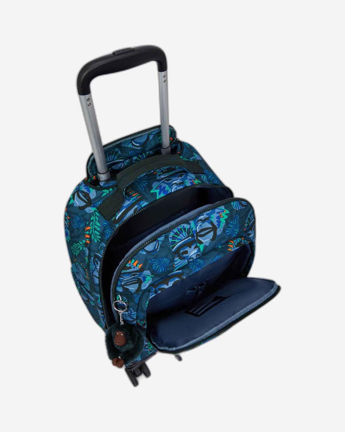 Kipling New Zea Blue Monkey Fun Large Wheeled Backpack C2I4674-8HJ