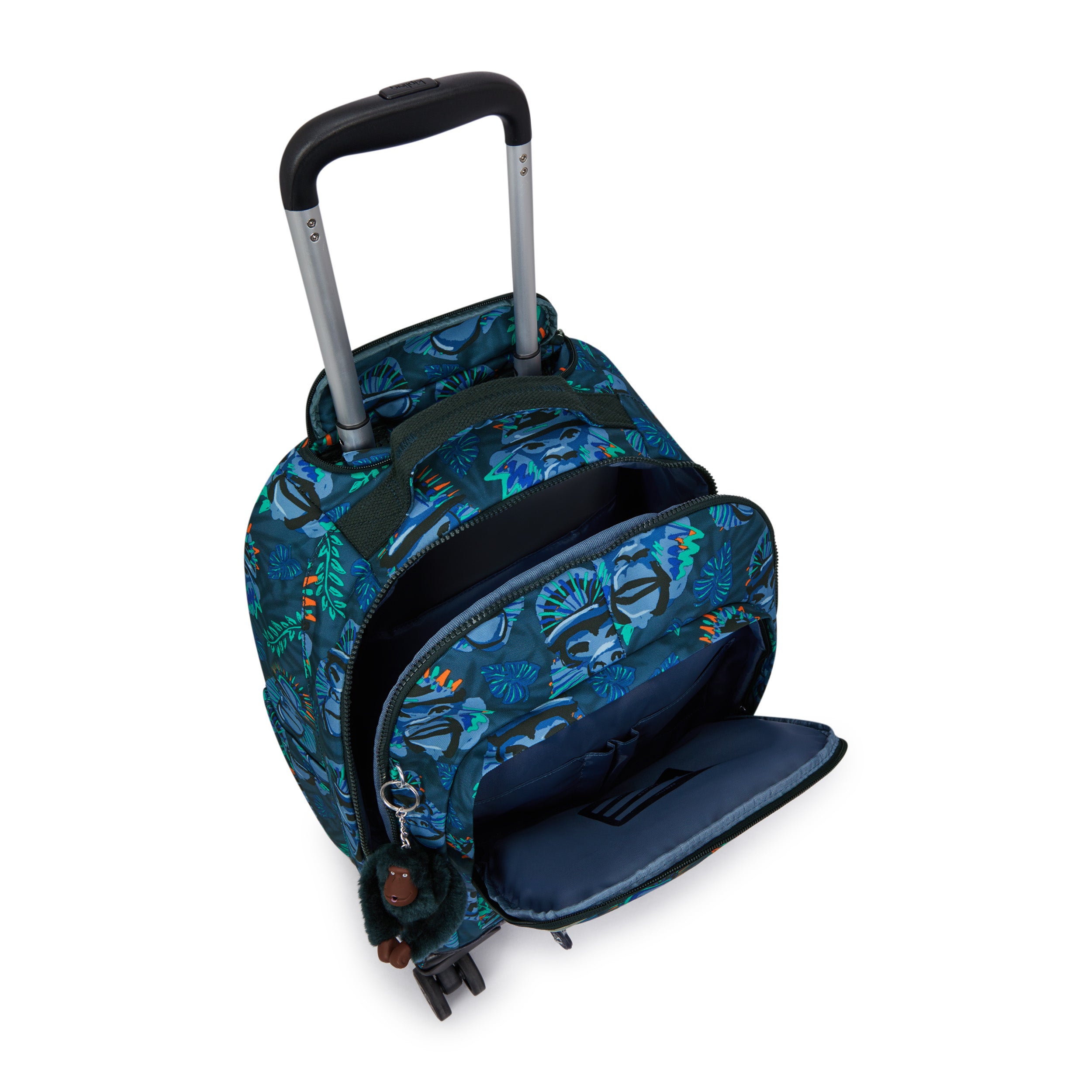 Kipling New Zea Blue Monkey Fun Large Wheeled Backpack C2I4674-8HJ