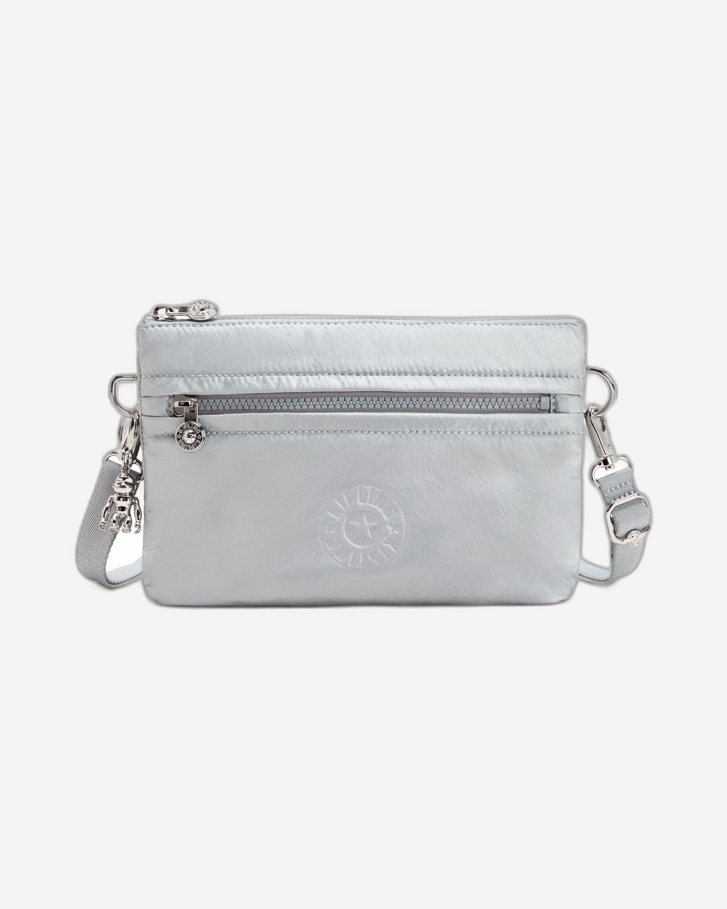 Kipling Riri Silver Glam Large Pouch with Crossbody Strap C2I4683-K2E