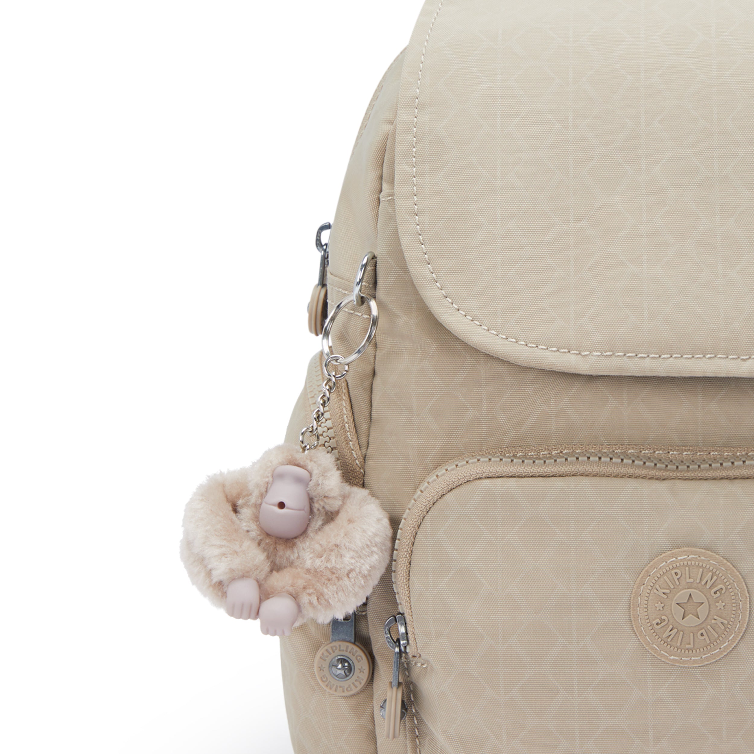 Kipling City Zip Mini Signature Beige Embossed Small Backpack I4697-96A