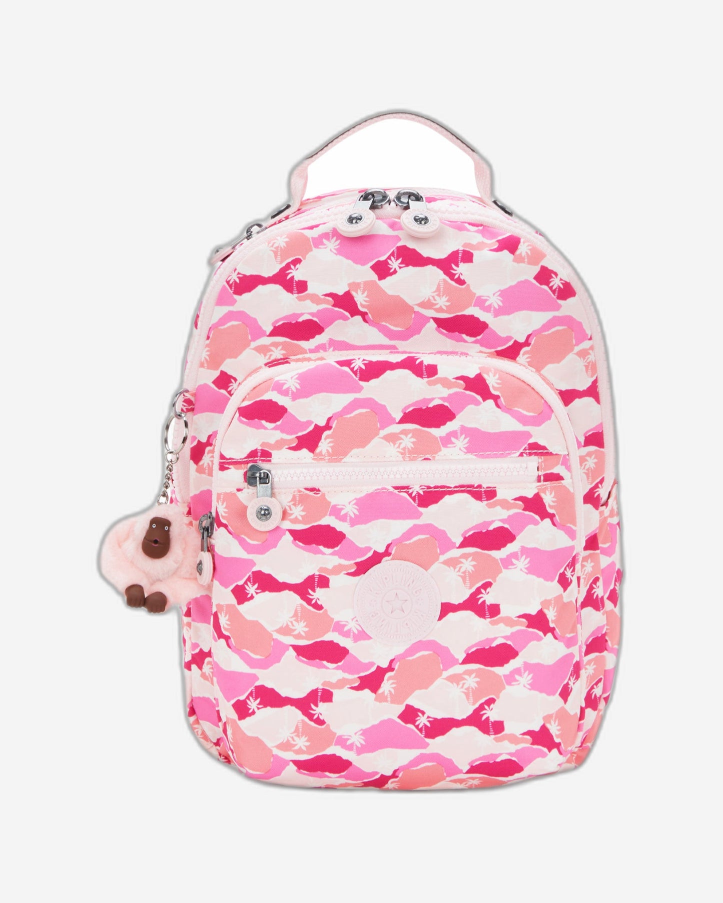 Kipling Seoul S Pink Palm Small backpack with tablet compartment I5357-1BV