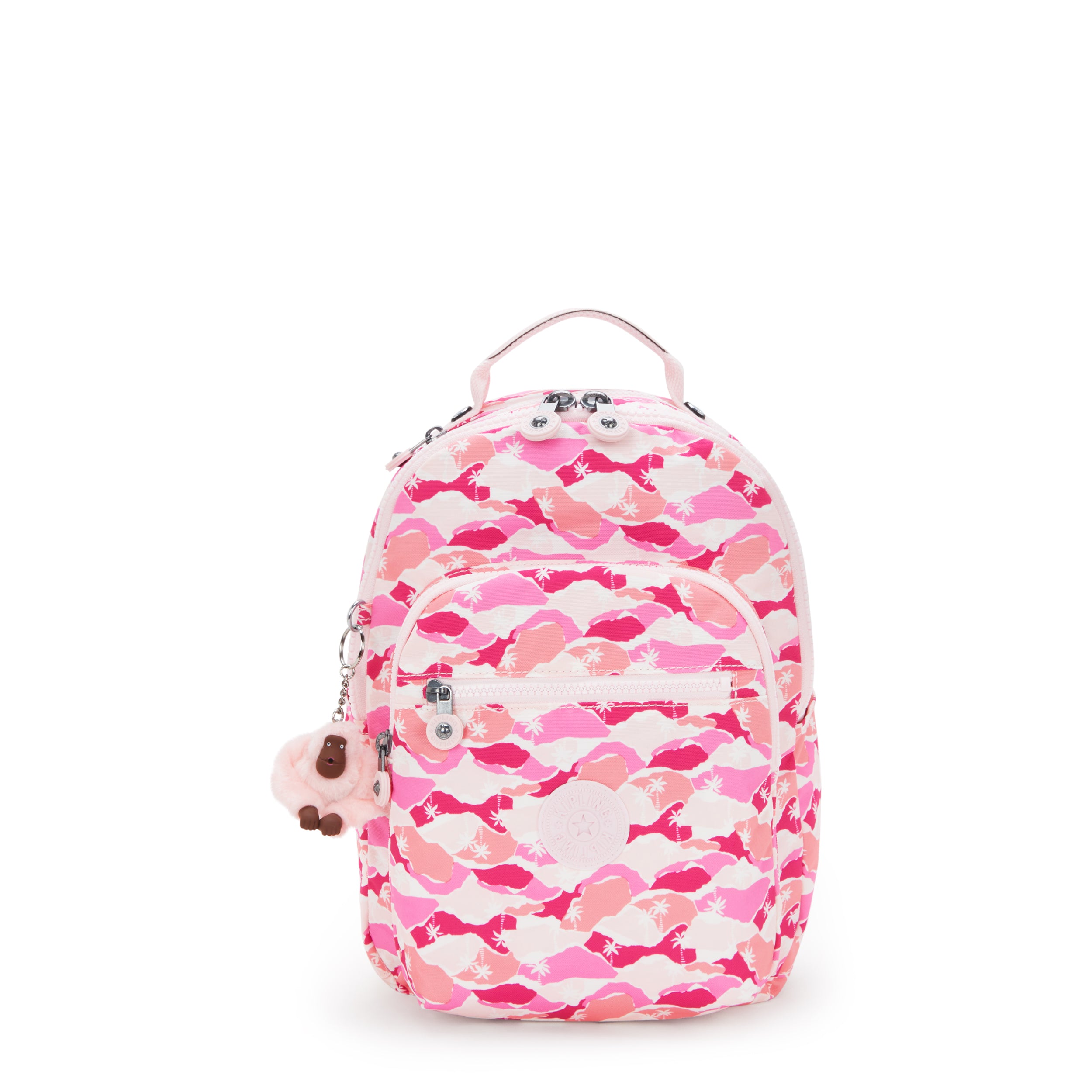 Kipling Seoul S Pink Palm Small backpack with tablet compartment I5357-1BV