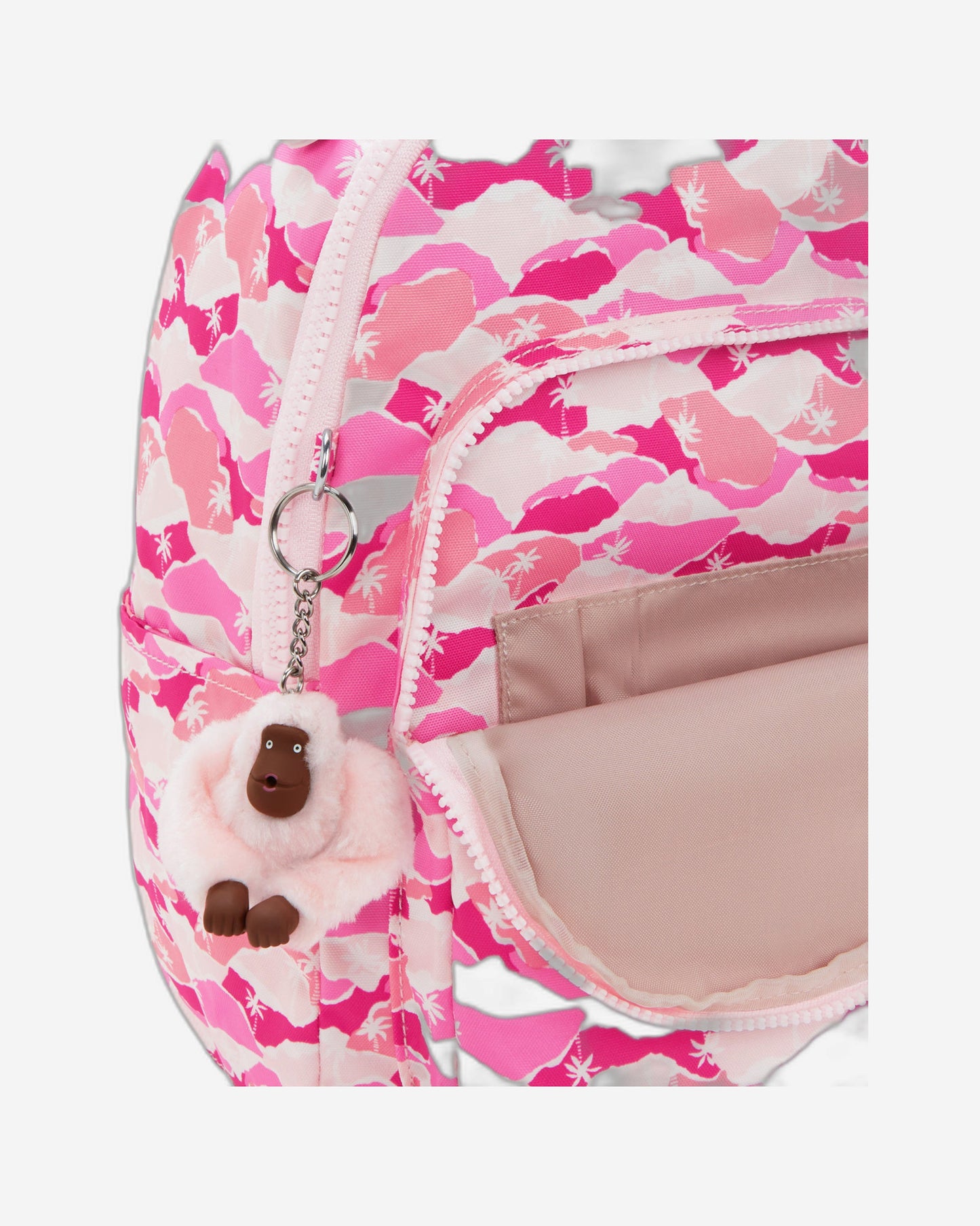 Kipling Seoul S Pink Palm Small backpack with tablet compartment I5357-1BV