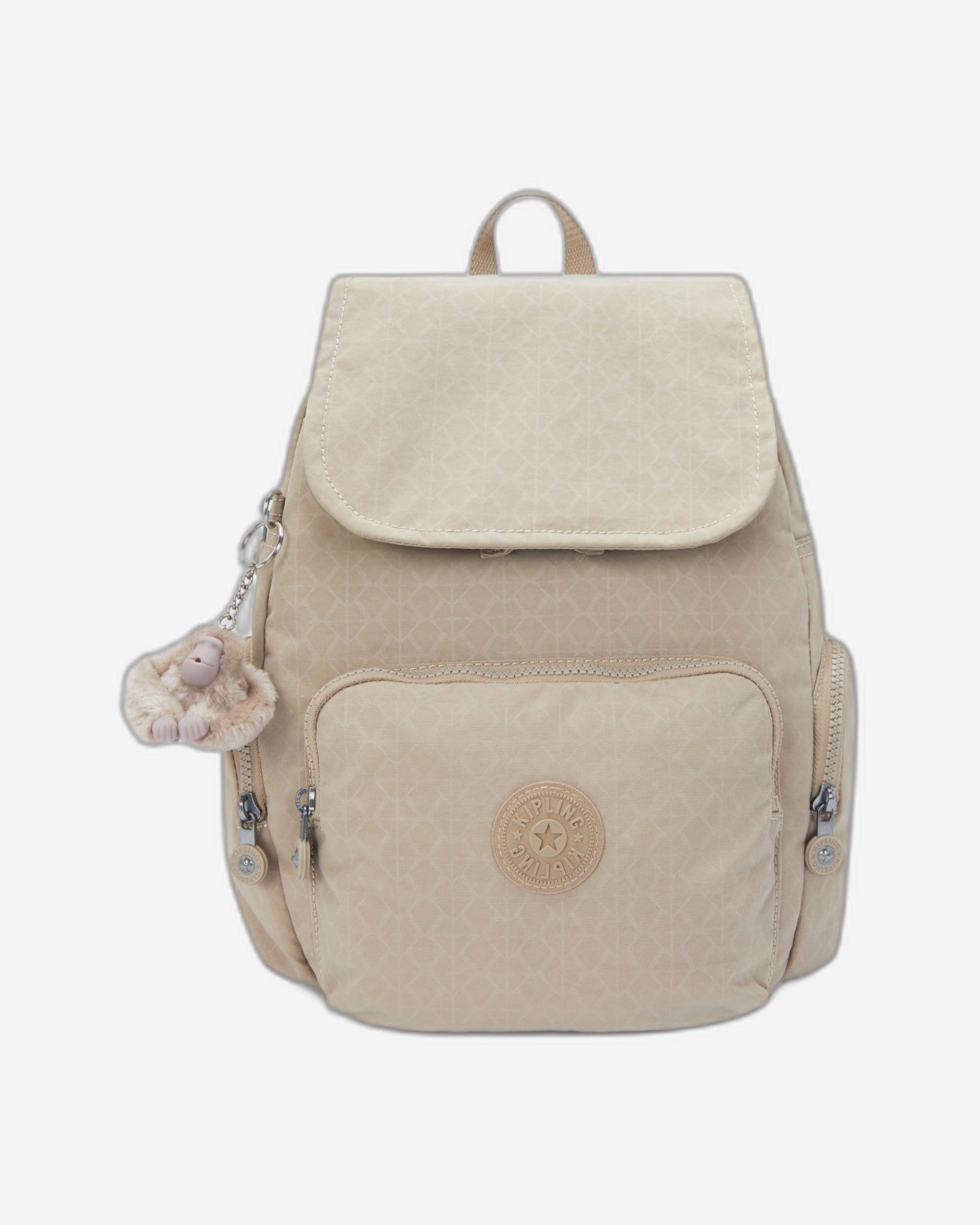 Kipling City Zip S Signature Beige Embossed Small Backpack I5634-96A