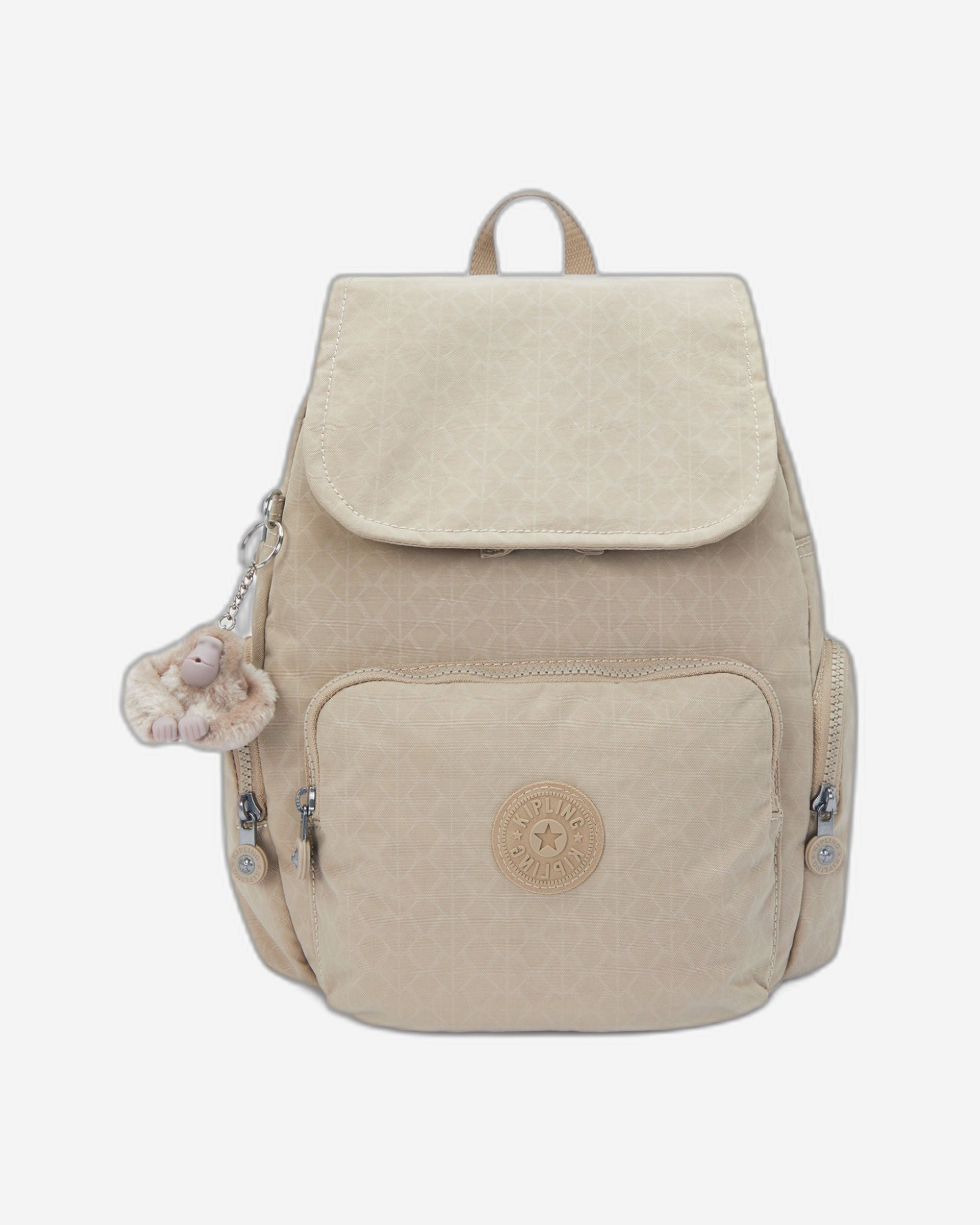 Kipling City Zip S Signature Beige Embossed Small Backpack I5634-96A
