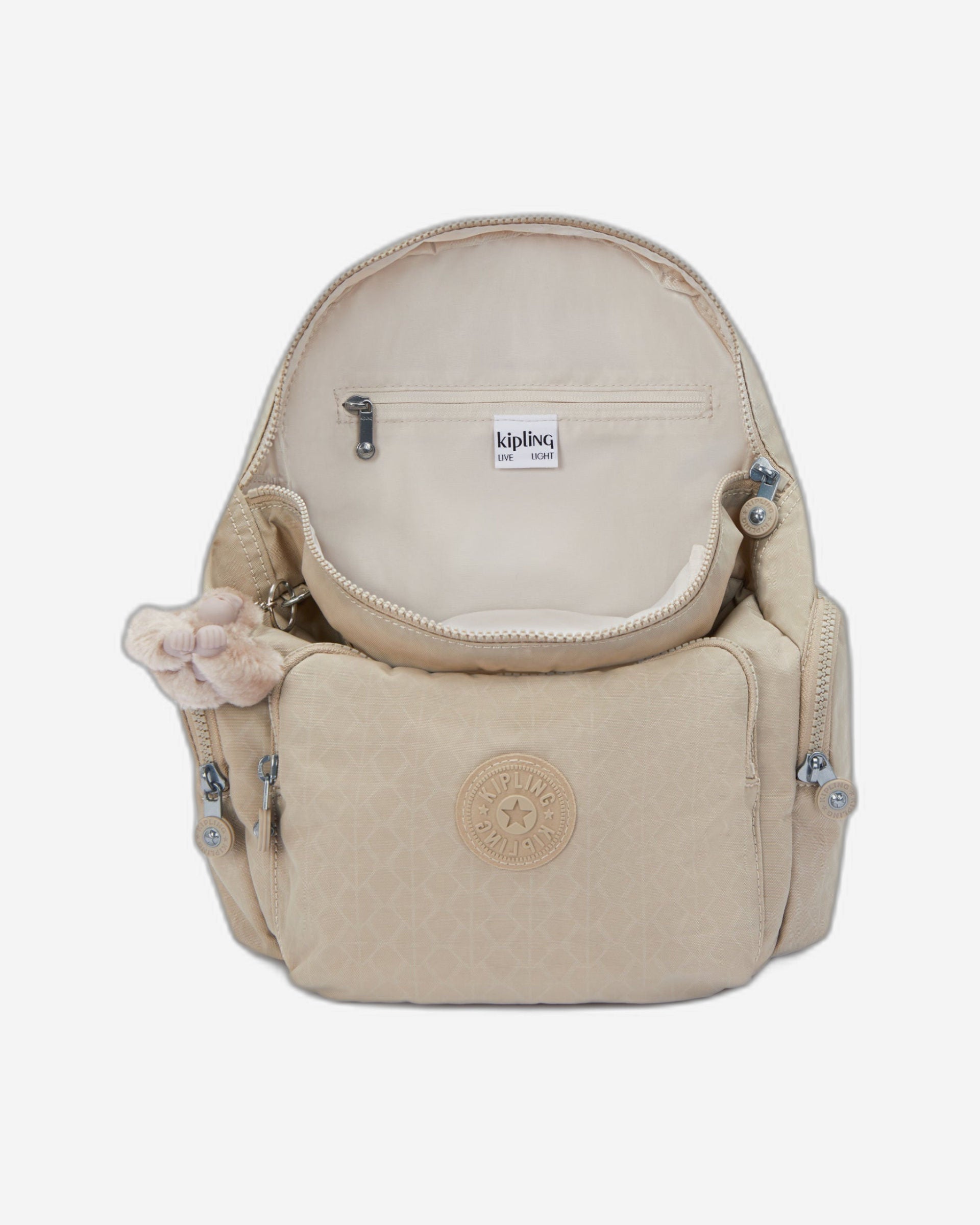 Kipling City Zip S Signature Beige Embossed Backpack I5634-96A