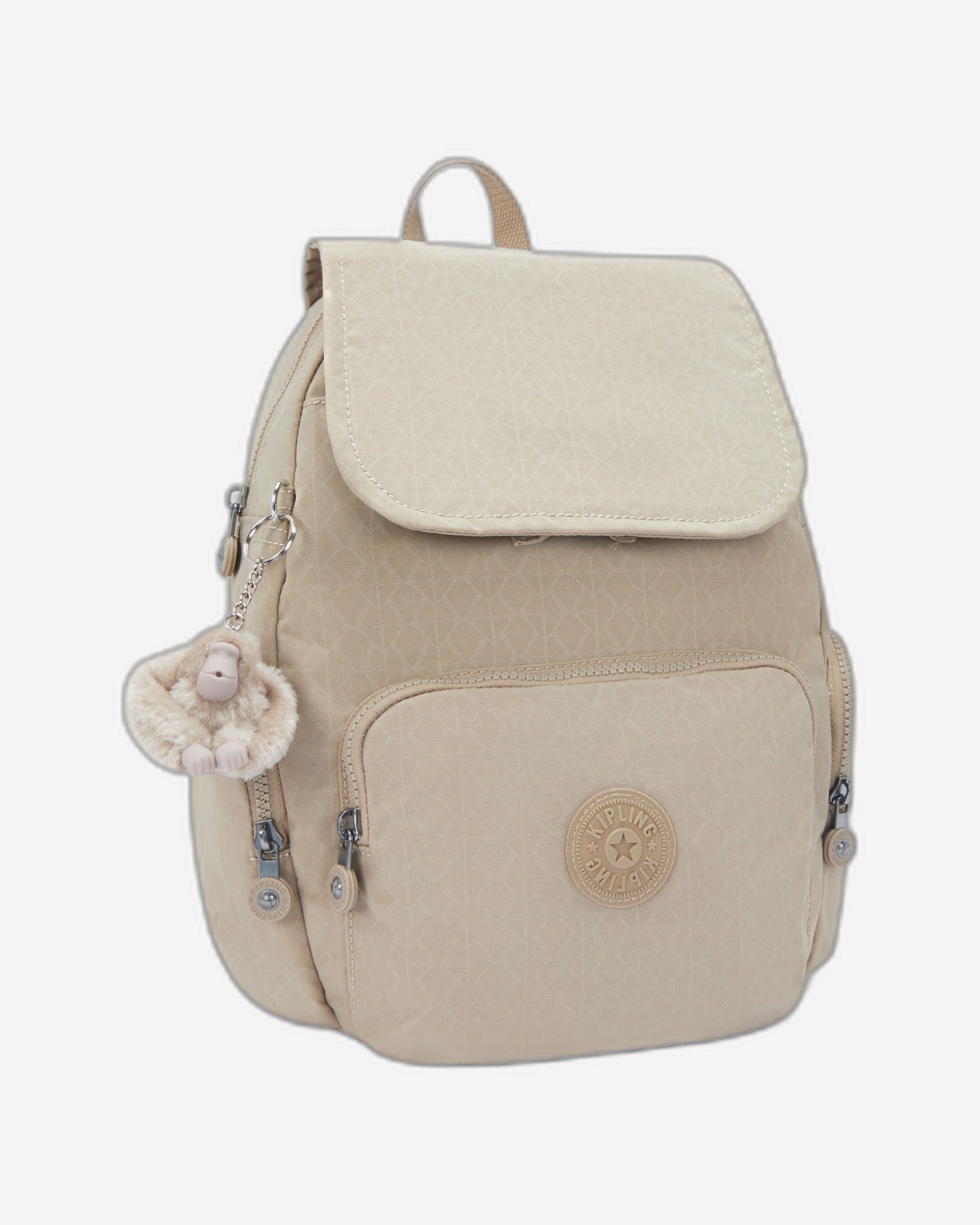 Kipling City Zip S Signature Beige Embossed Backpack I5634-96A