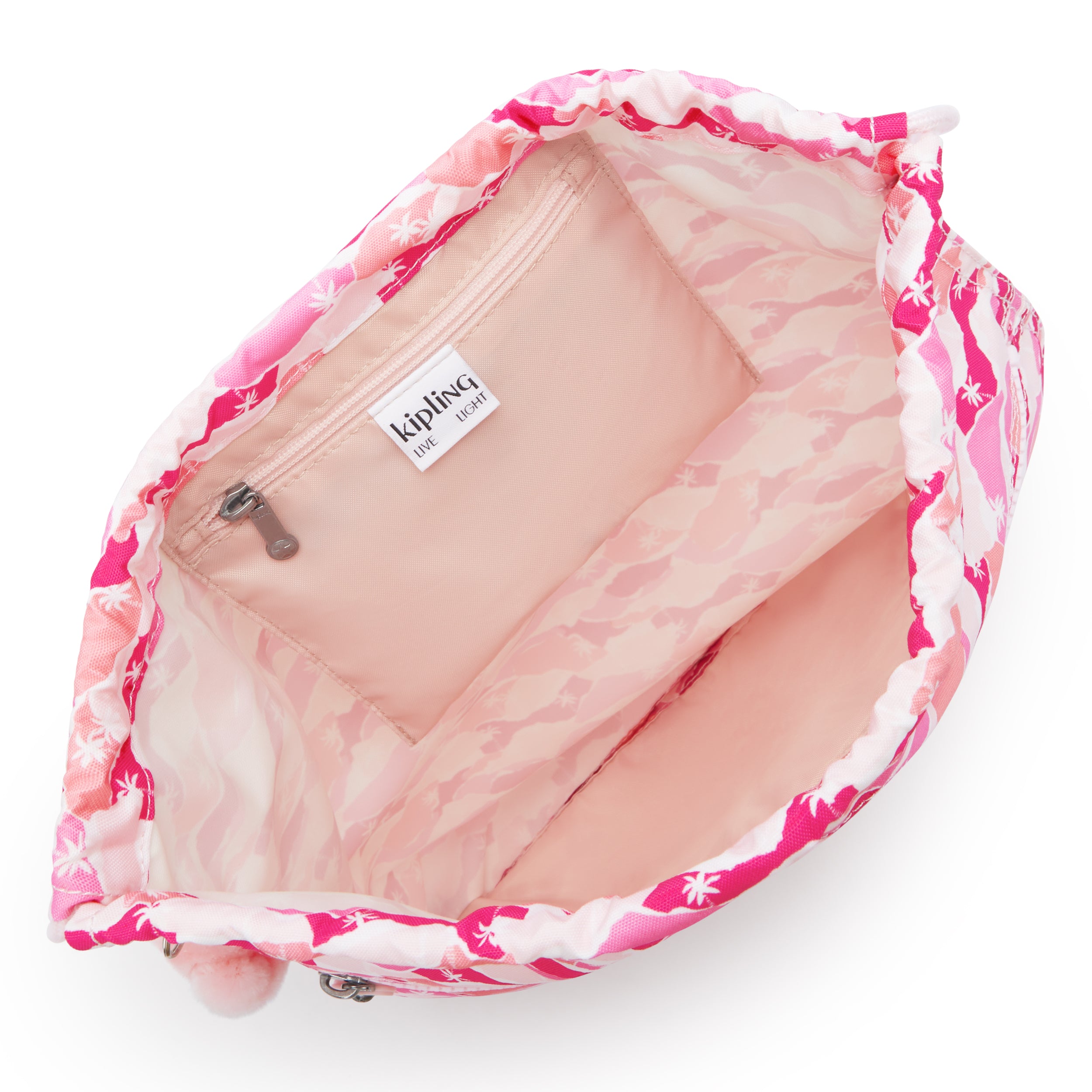 Kipling Supertaboo Pink Palm Medium backpack with drawstring I5637-1BV