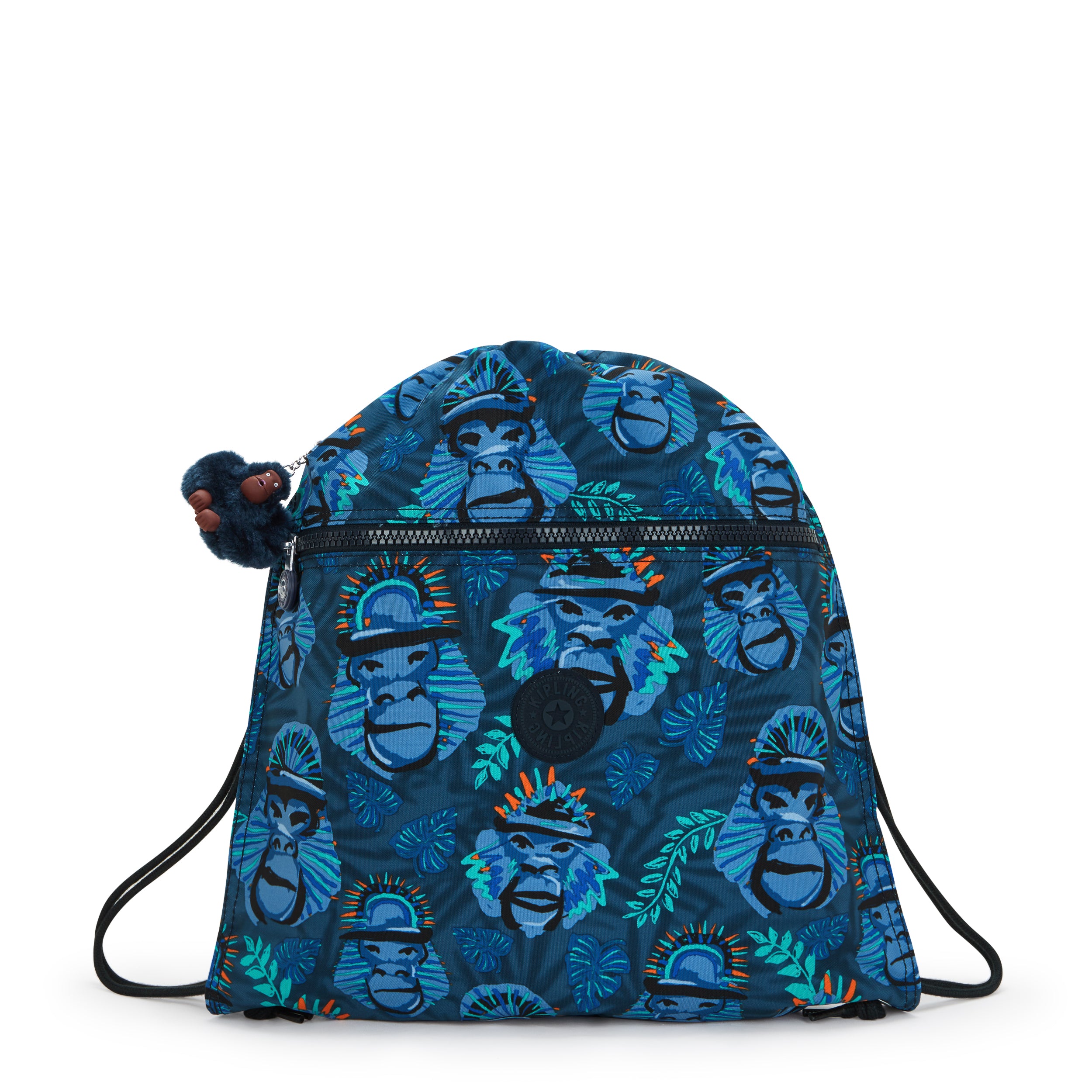 KIPLING-Supertaboo-Medium backpack (with drawstring)-Blue Monkey Fun-I5637-8HJ