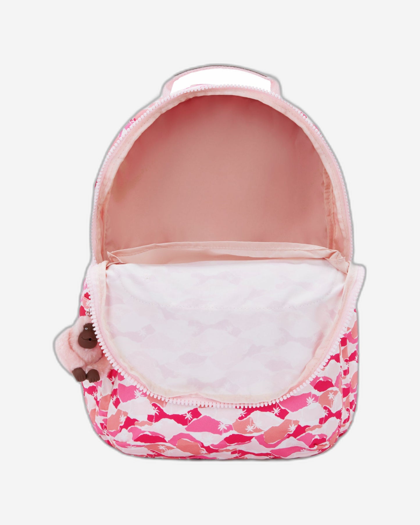 Kipling Seoul Lap Pink Palm Large backpack with laptop compartment I5816-1BV