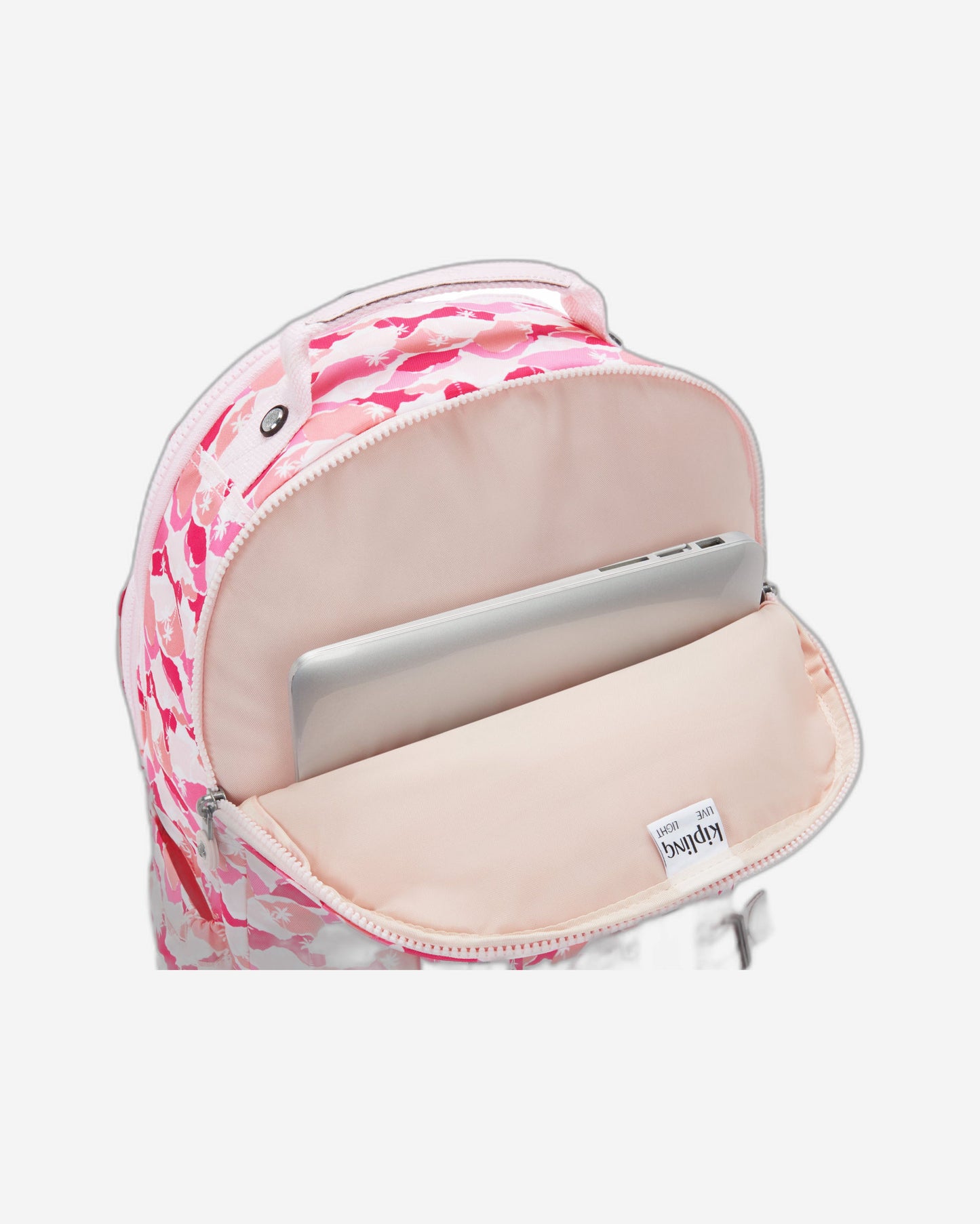 Kipling Seoul Lap Pink Palm Large backpack with laptop compartment I5816-1BV