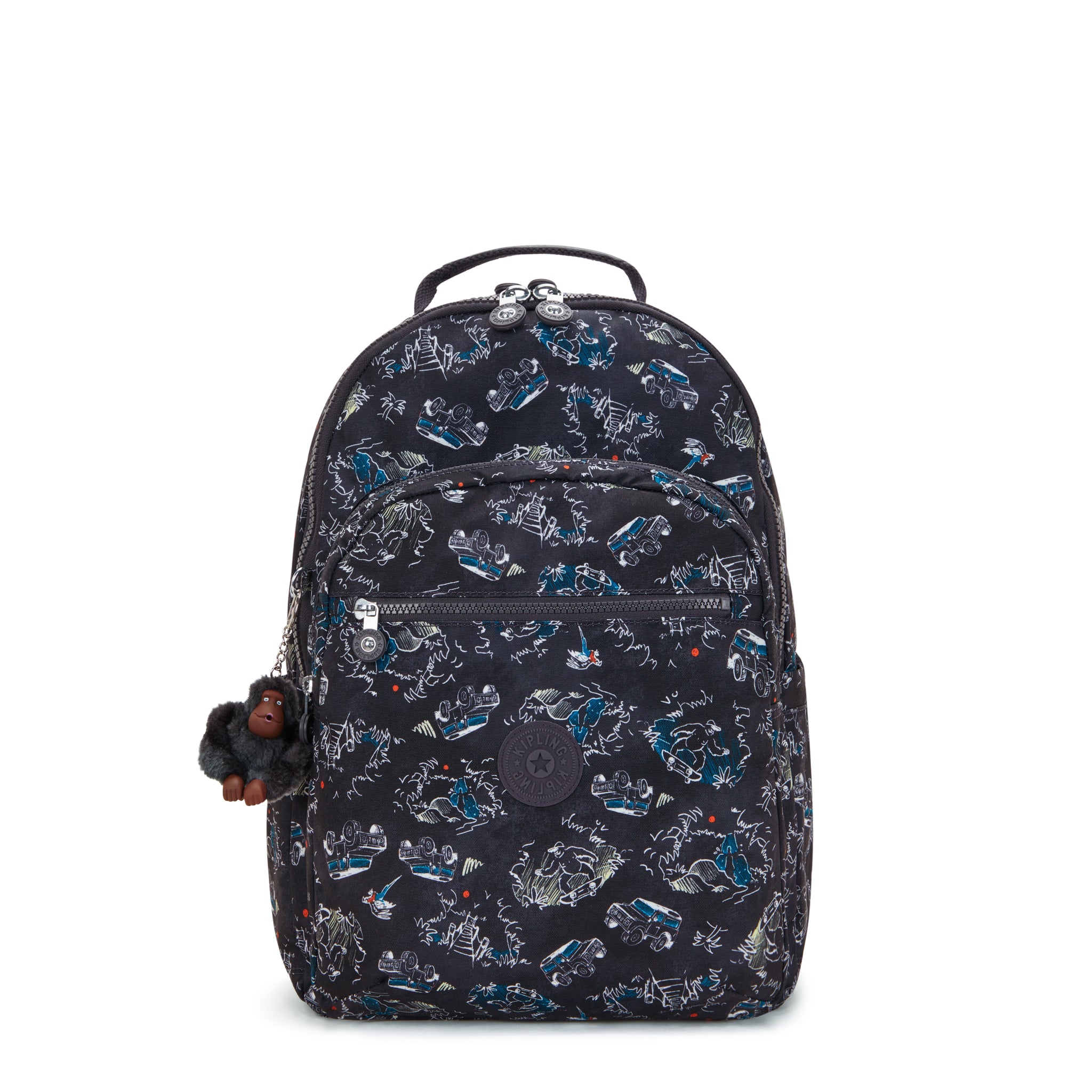 KIPLING-Seoul Lap-Large backpack (with laptop compartment)-Jungle Fun Race-I5816-TJ3