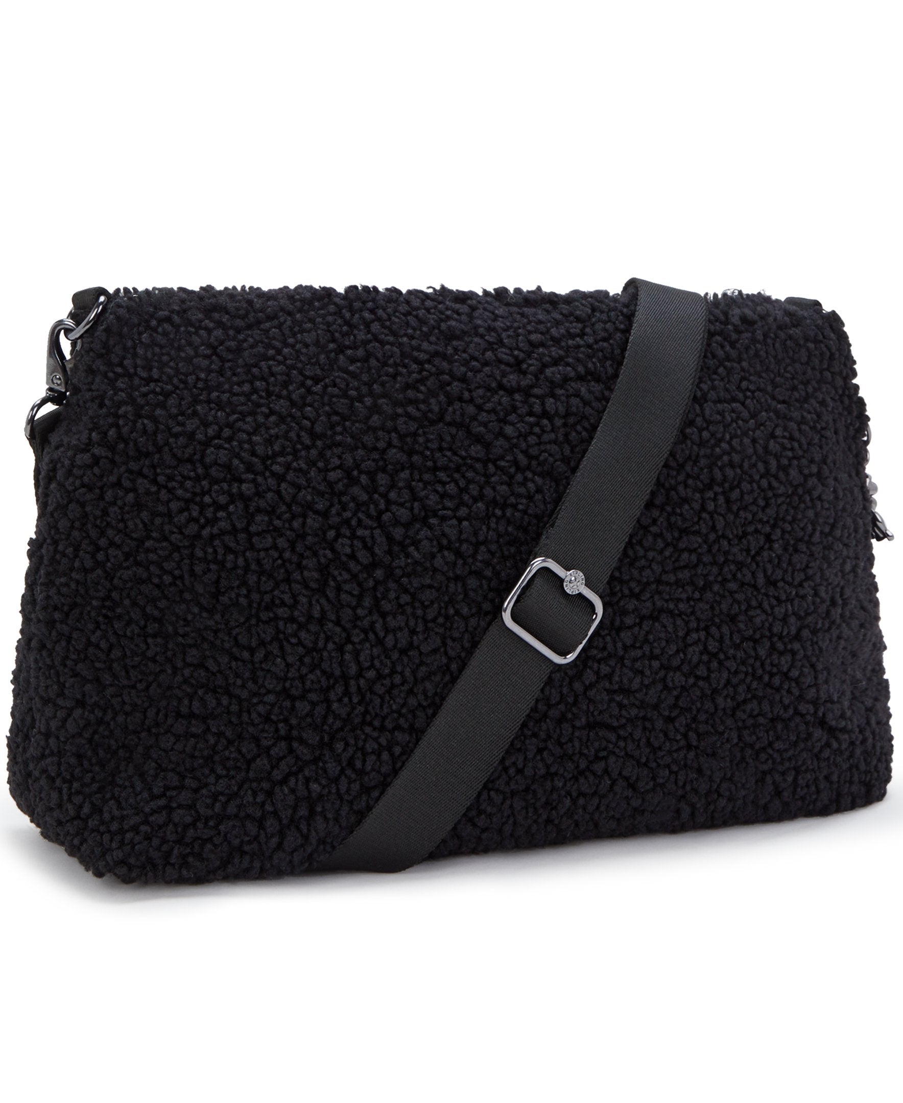 Kipling Pollie M Black Fuzz Shoulder Bag I6331-5PF