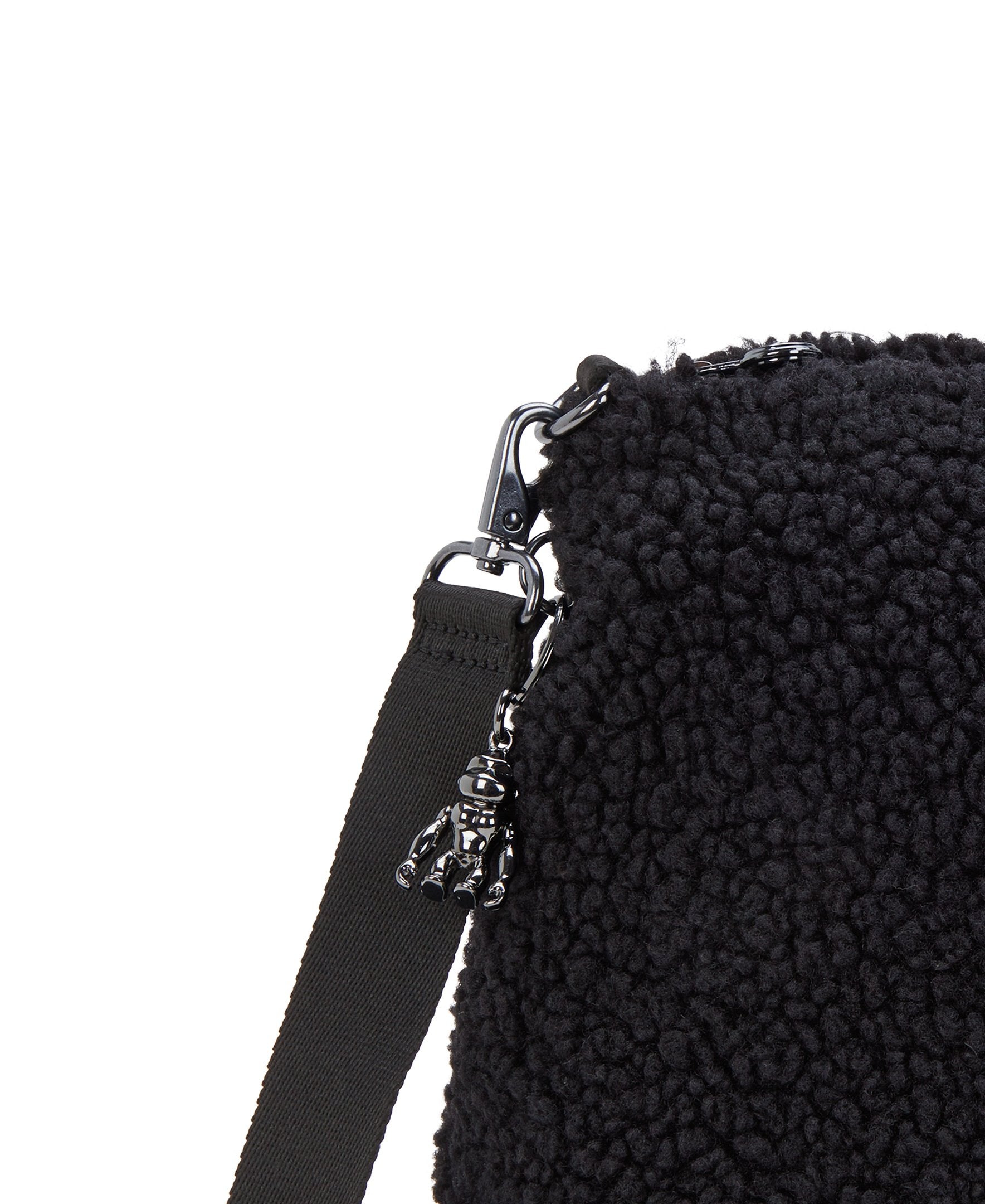 Kipling Pollie M Black Fuzz Shoulder Bag I6331-5PF