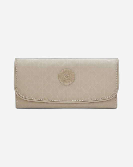 Kipling Money Land Signature Beige Embossed Large Wallet I7015-96A