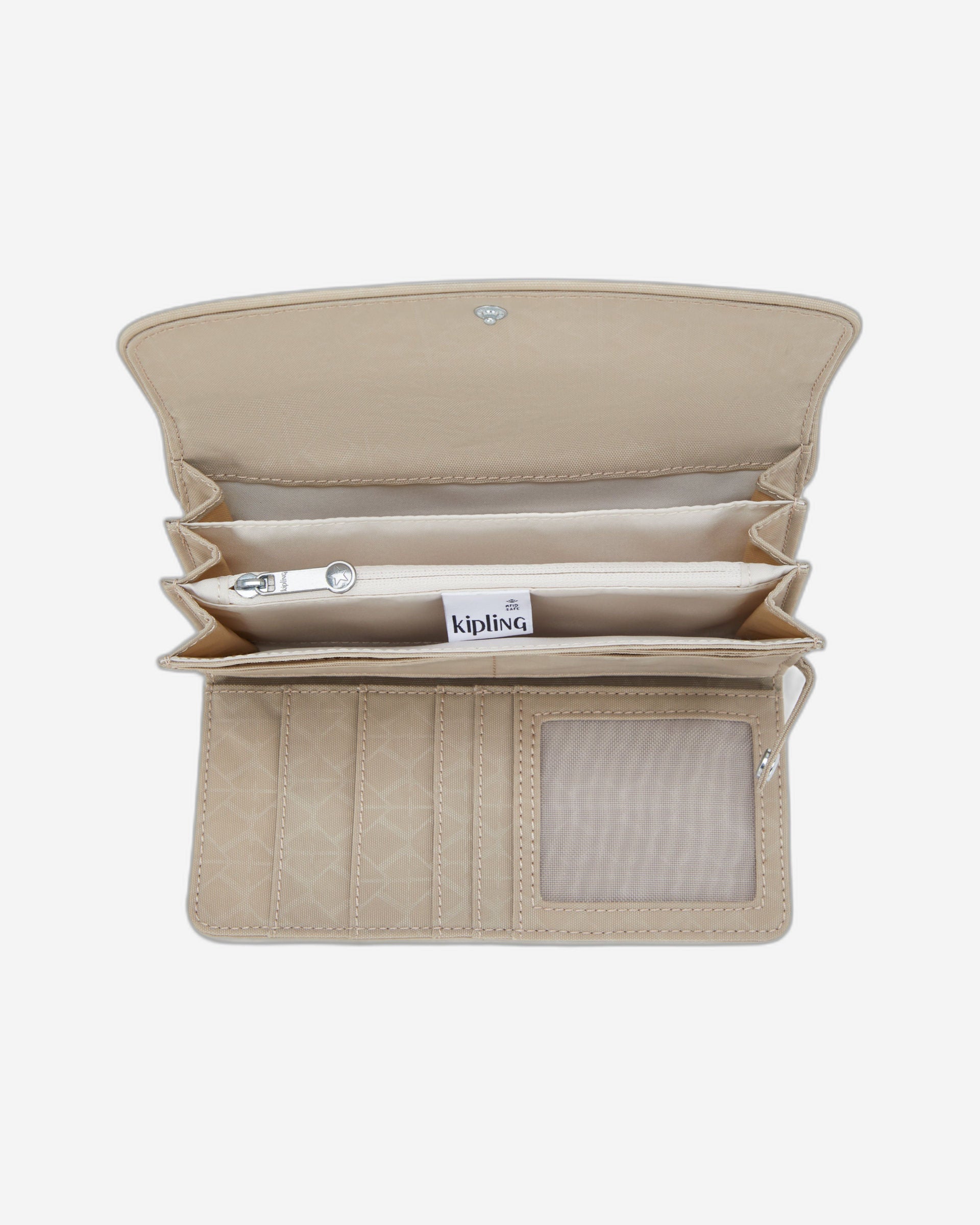 Kipling Money Land Signature Beige Embossed Large Wallet I7015-96A