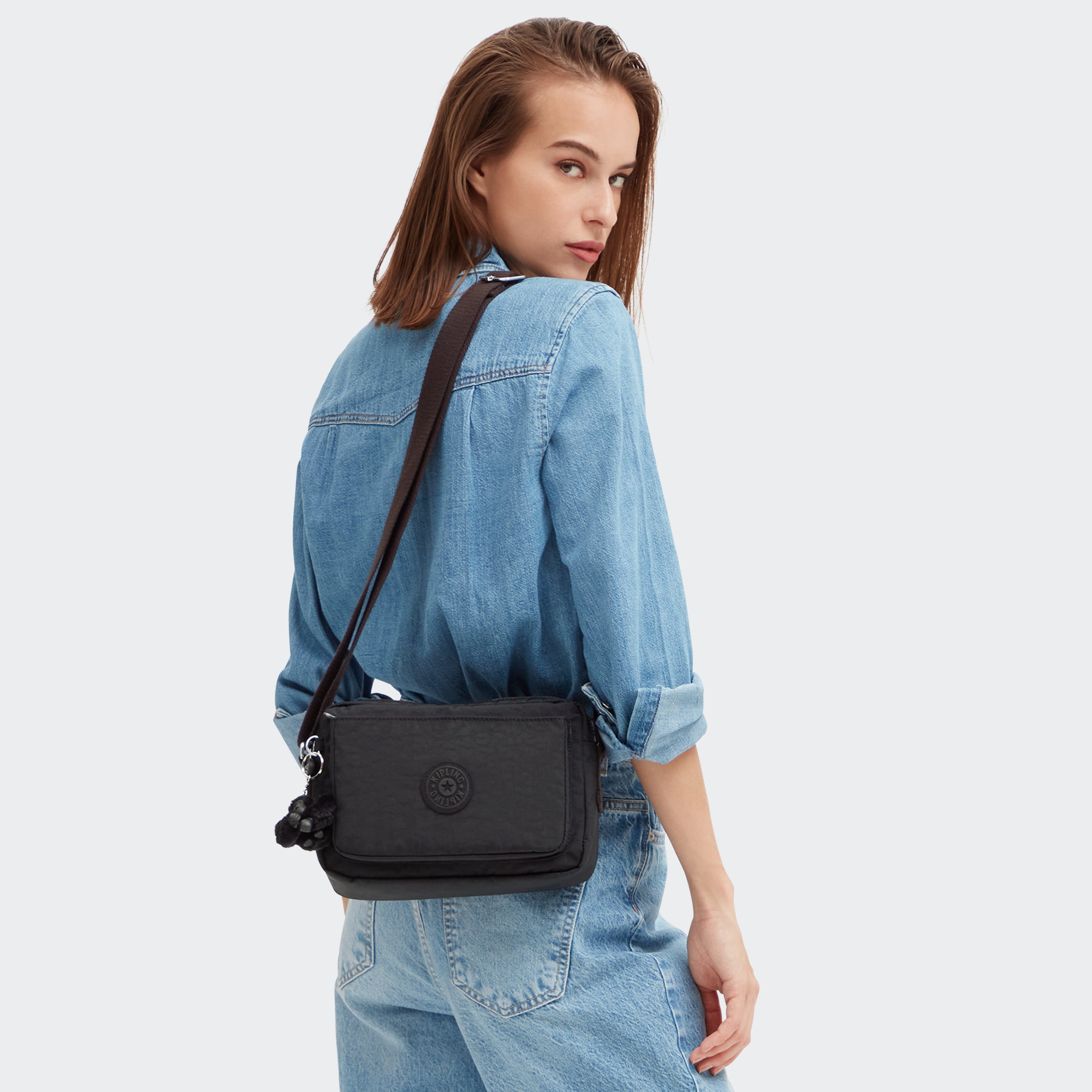Kipling Abanu M Black Noir Medium Crossbody Bag C2I7076-P39
