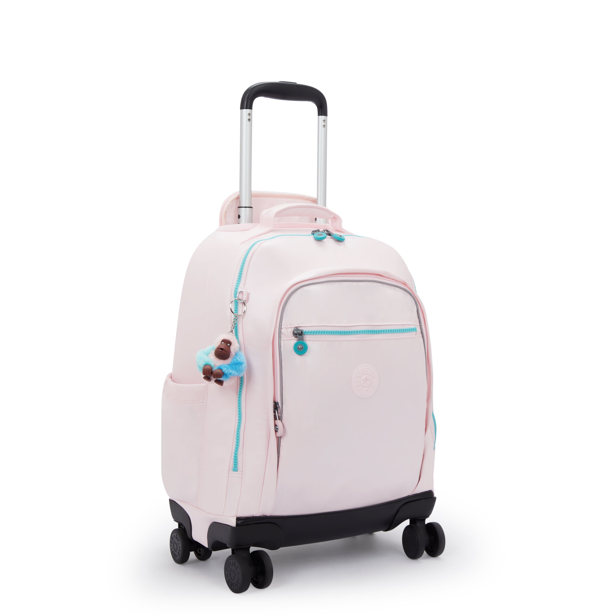 Kipling New Zea Sea Pink Met Large wheeled backpack with laptop compartment I7267-52J