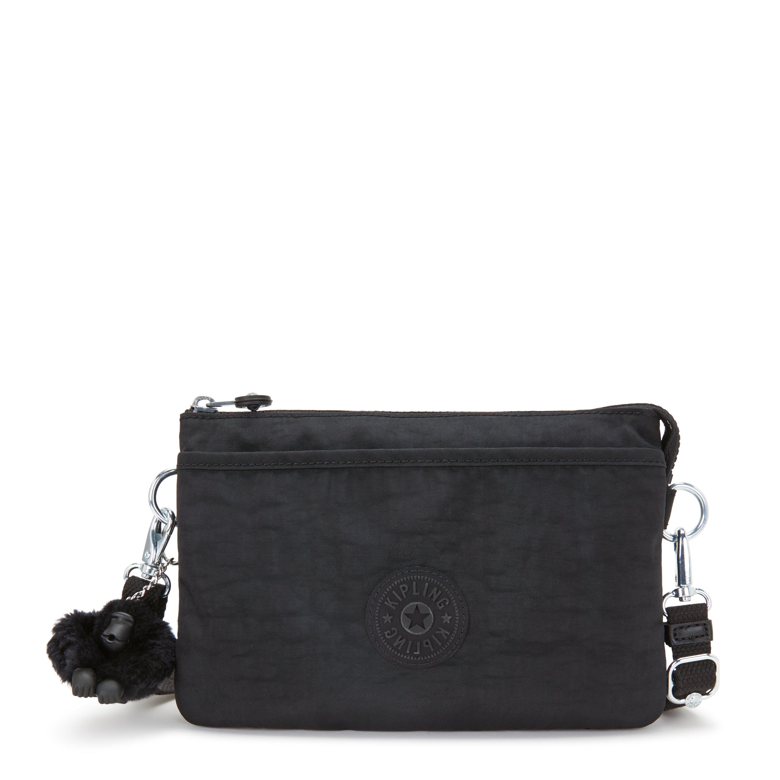 Kipling Riri Black Noir Large Pouch with Crossbody Strap C2I7590-P39