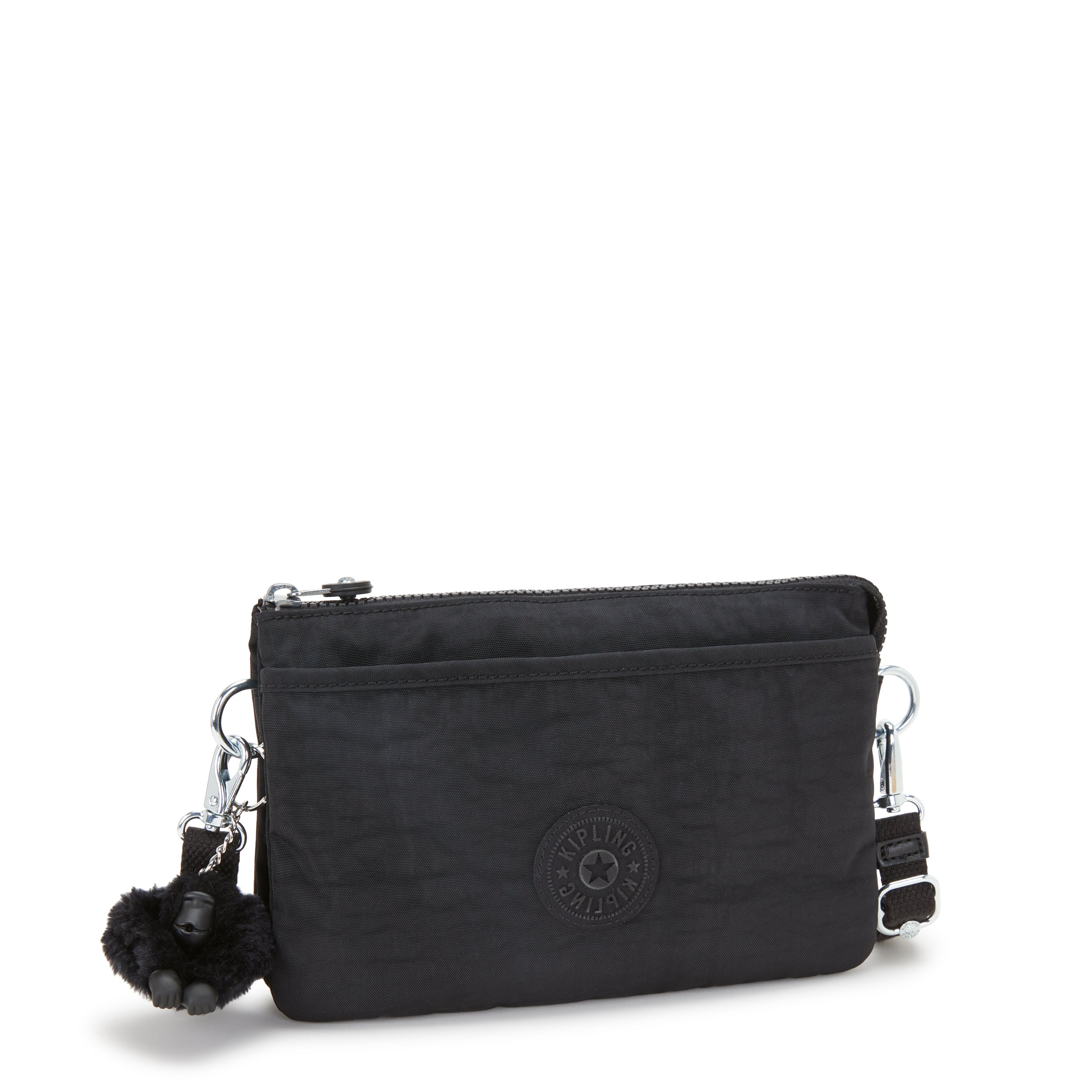 Kipling Riri Black Noir Large Pouch with Crossbody Strap C2I7590-P39