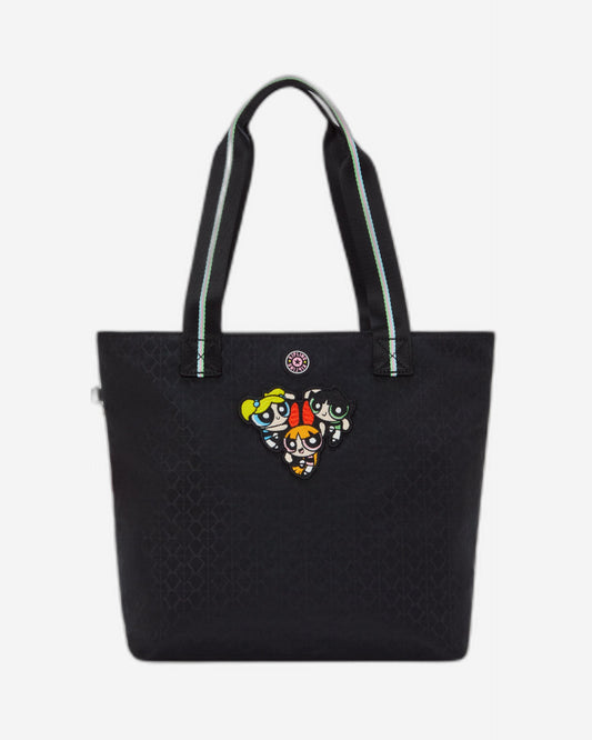Kipling Hye Lap Powerpuff Girls Black Medium Tote I8905-8PP