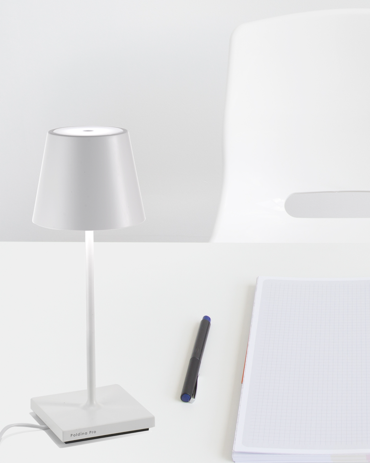 Zafferano Poldina Mini Pro Table Lamp Matt White No Plug