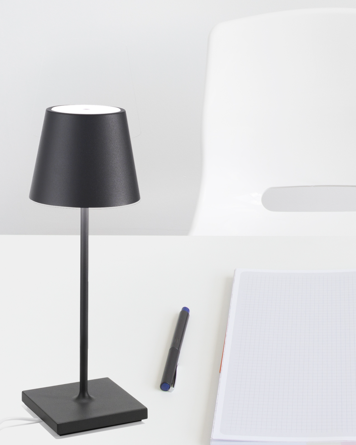 Zafferano Poldina Mini Pro Table Lamp Matt White No Plug