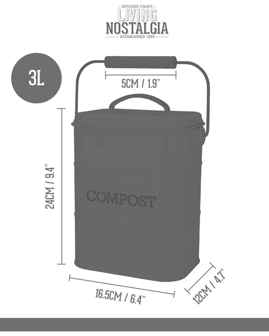 Ln Compost Bin 3 Litre Steel Cream