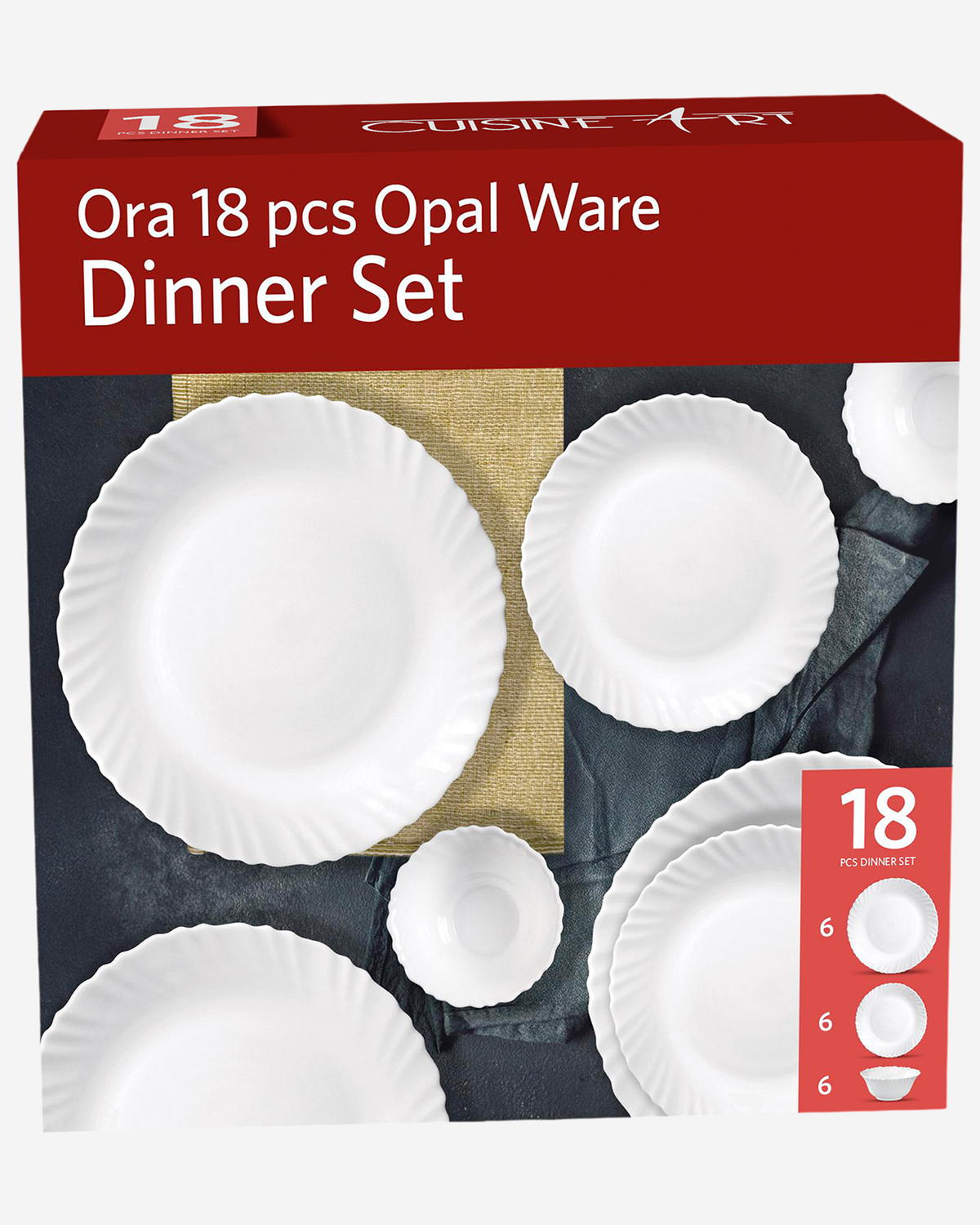 Cuisine Art ORA 18-Piece Opalware Dinner Set