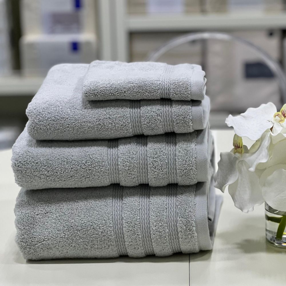 Linen Obsession "Zero Twist" Bath Towels Collection in Silver