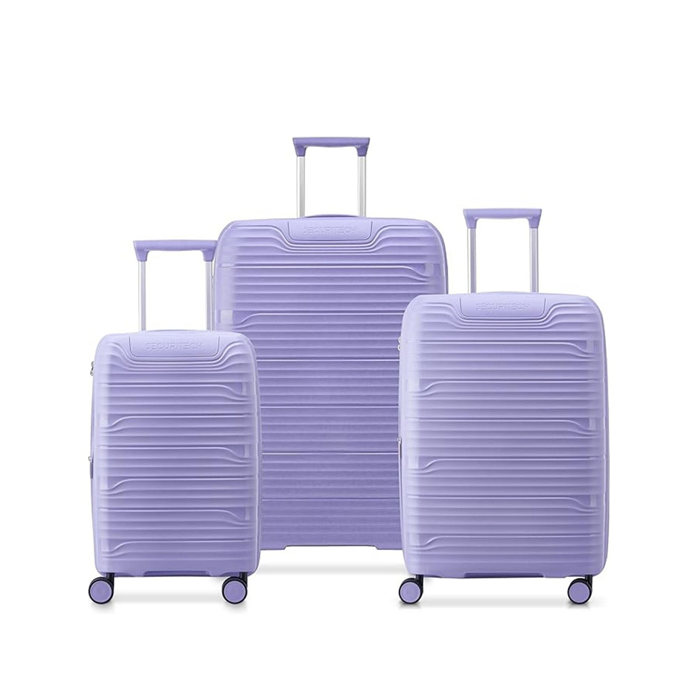 Delsey Paris Securitech Dune 3Piece SET 55+70+82cm Hardcase 4 Double Wheel Expandable Cabin & Check-In Luggage Trolley Set Lavender