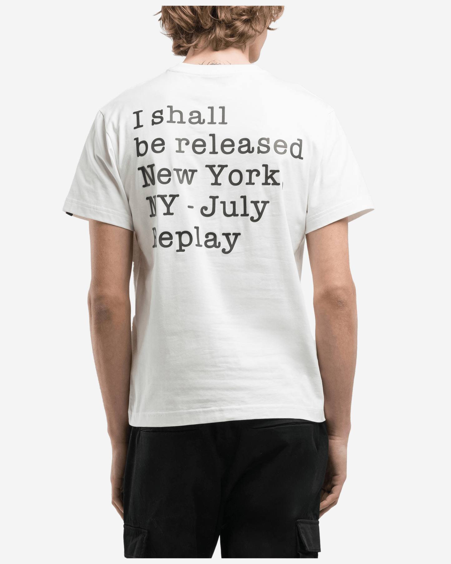 Replay Cotton T-Shirt With Lettering - Black