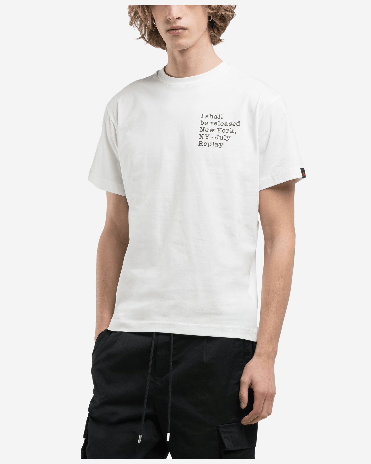 Replay Cotton T-Shirt With Lettering - Black
