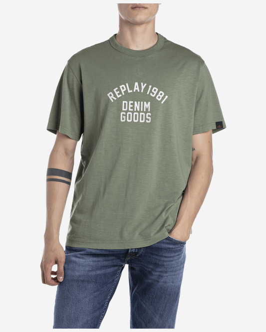 Replay Shot Jersey T-Shirt With Lettering