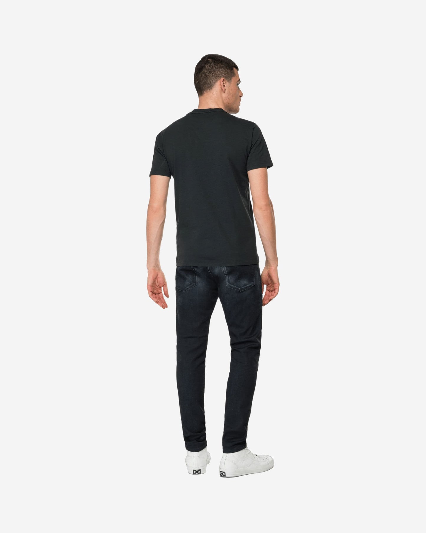 Crewneck Jersey T-Shirt With Replay Print