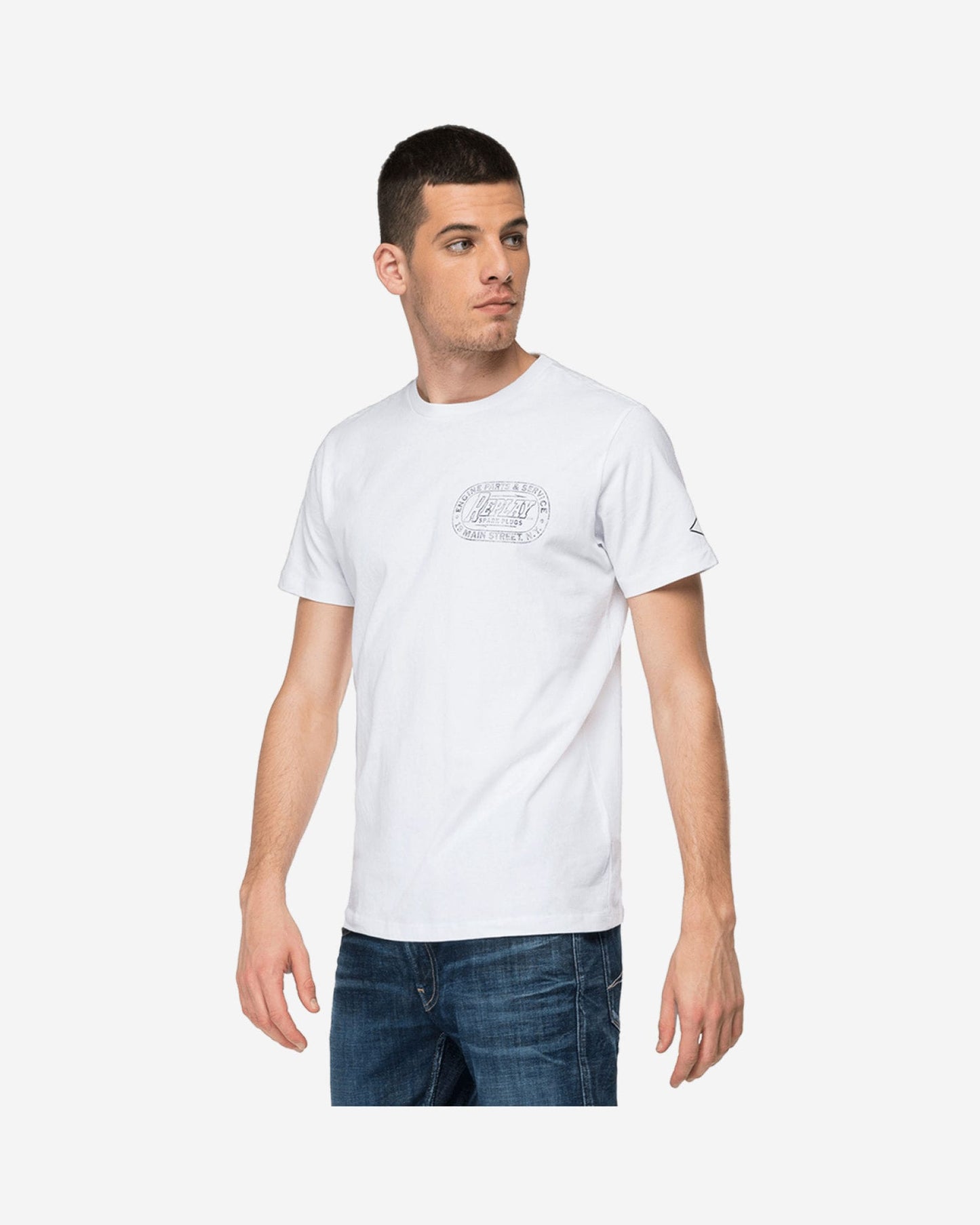 Crewneck Replay T-Shirt With Abrasions