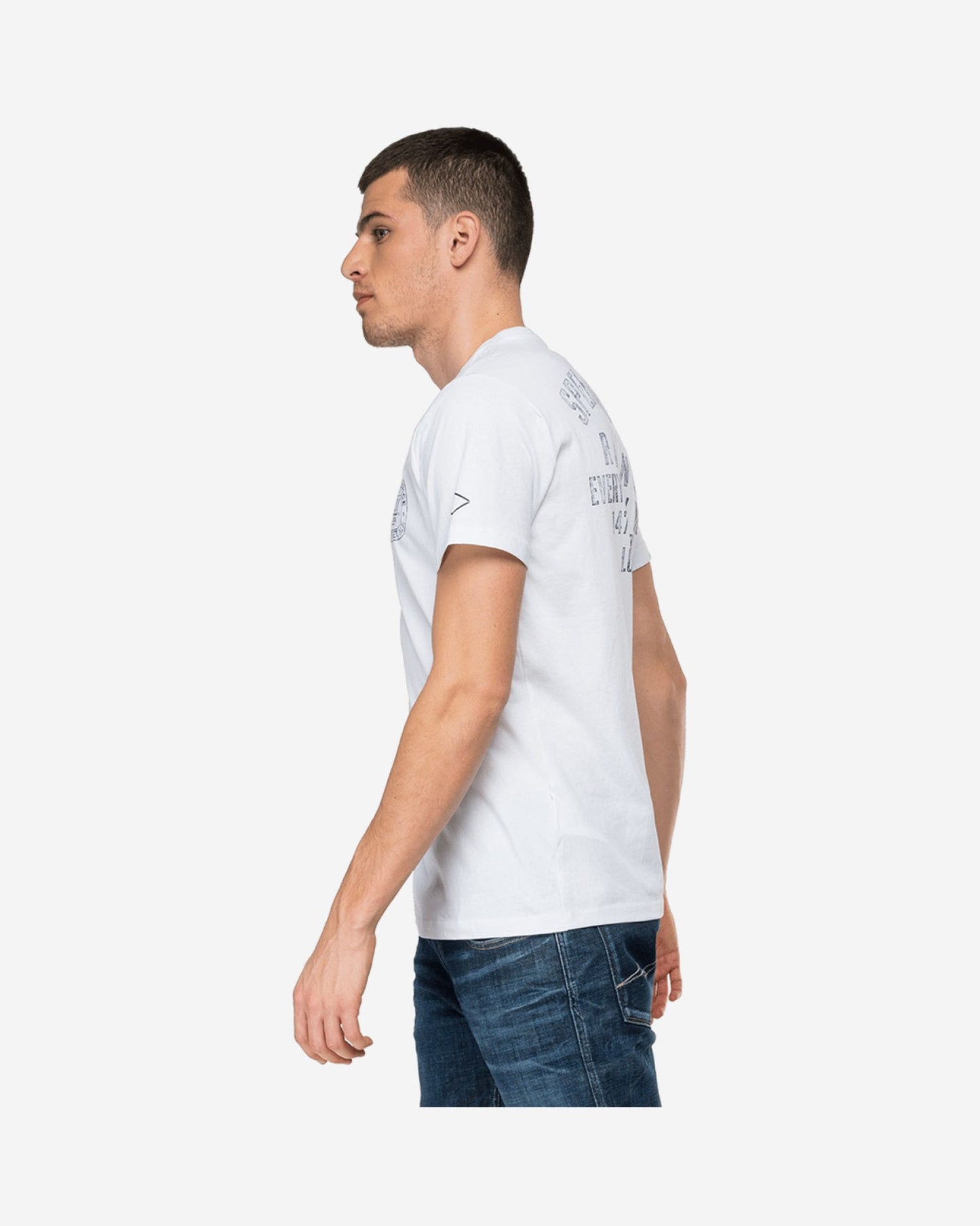 Crewneck Replay T-Shirt With Abrasions