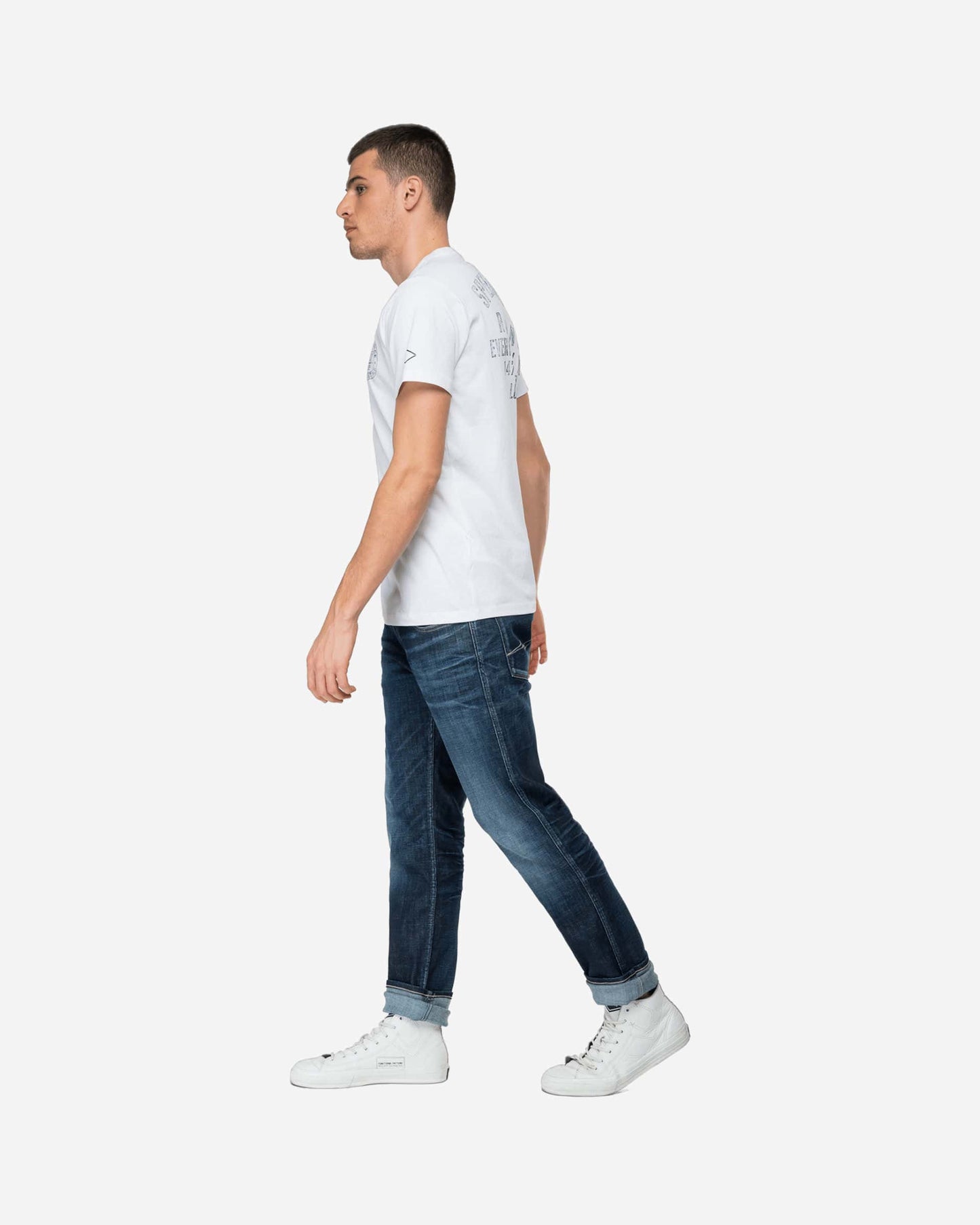 Crewneck Replay T-Shirt With Abrasions
