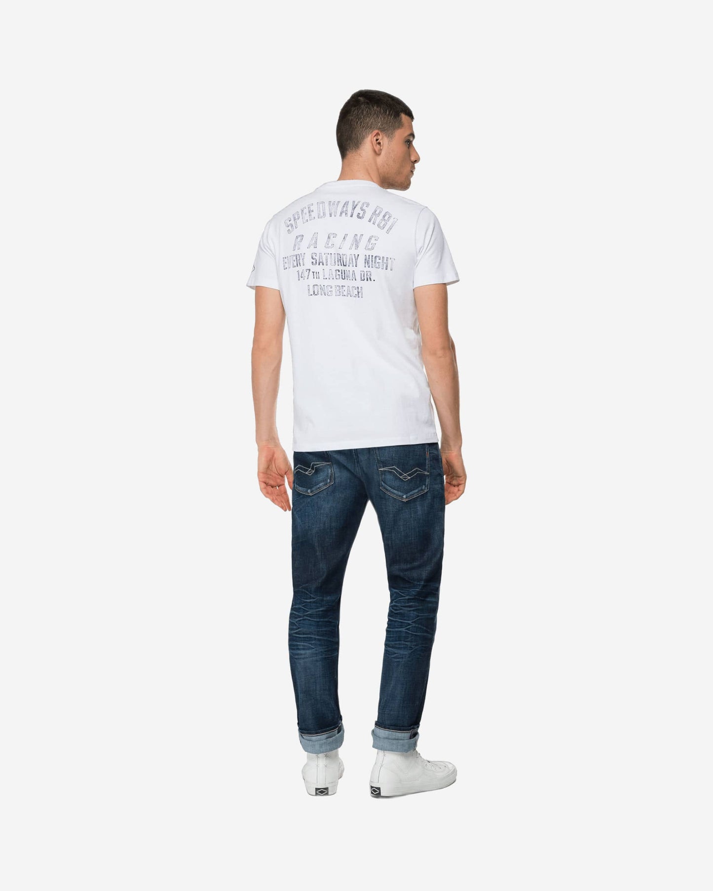 Crewneck Replay T-Shirt With Abrasions
