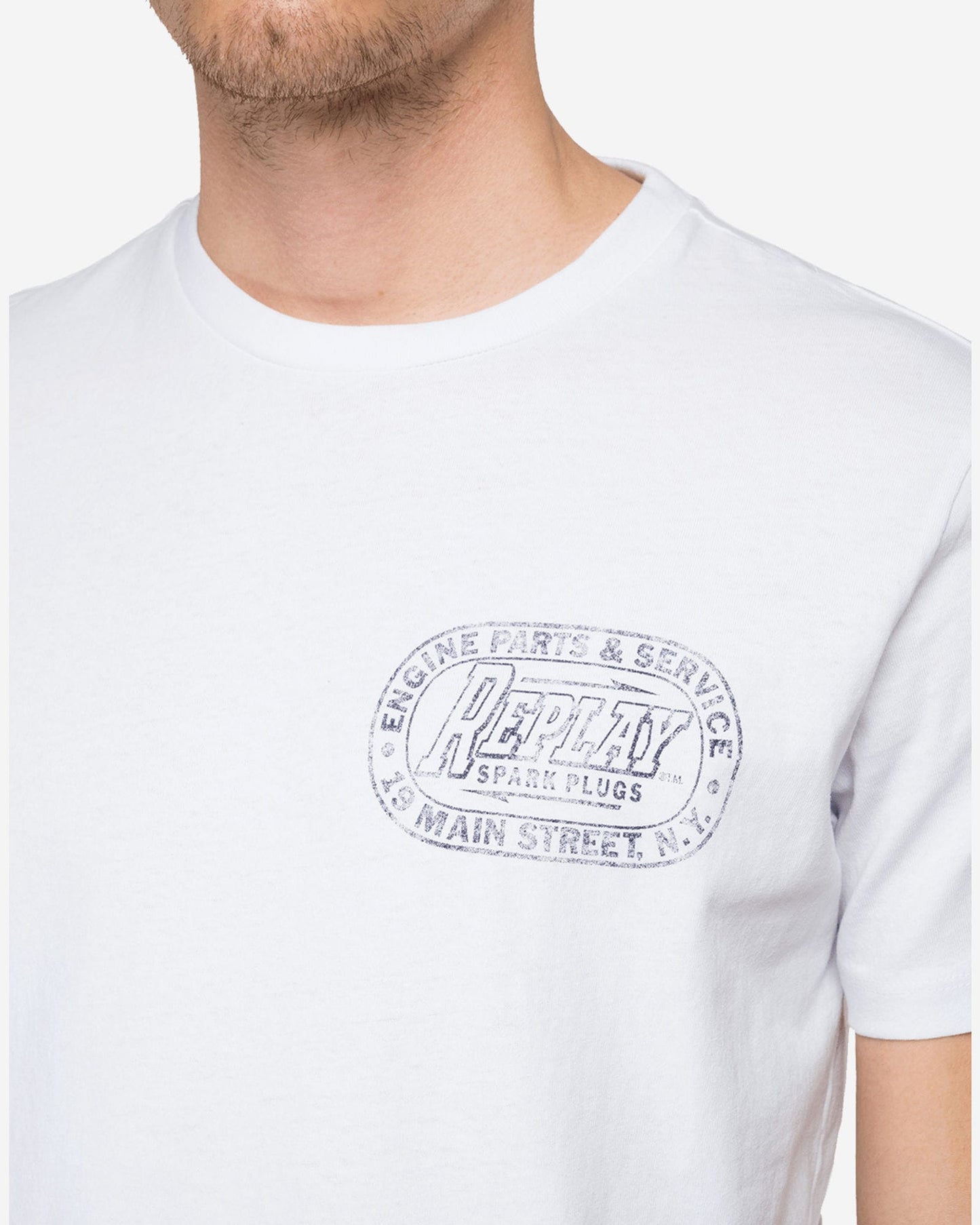Crewneck Replay T-Shirt With Abrasions