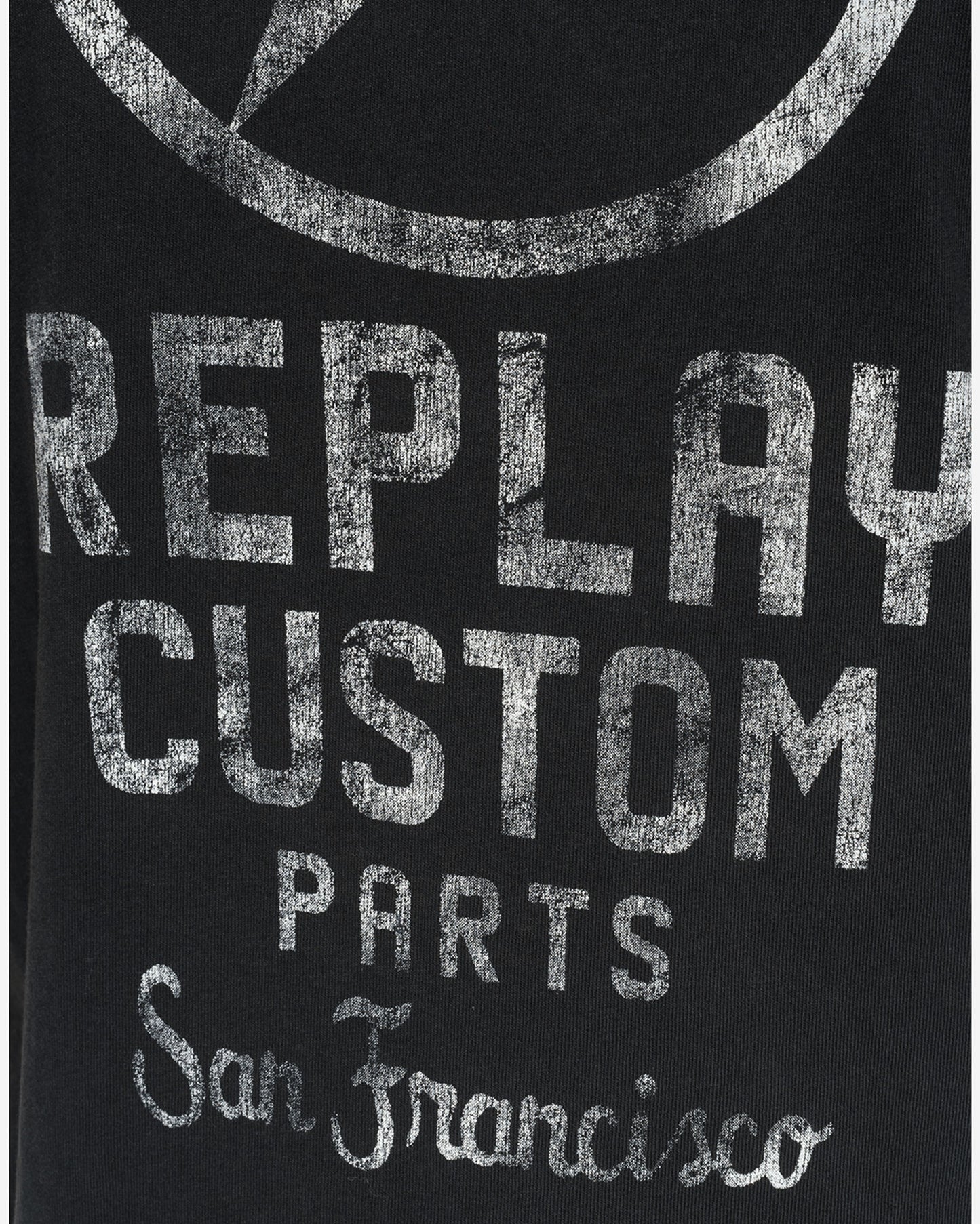 Crewneck T-Shirt With Replay Print And Tiger