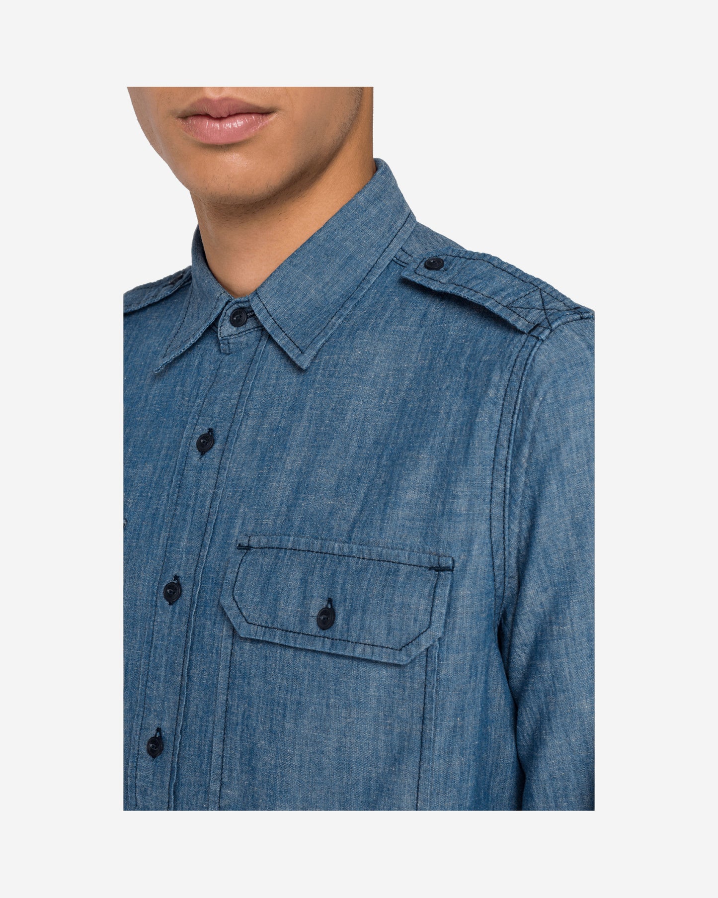 Shirt In Cotton And Linen Denim