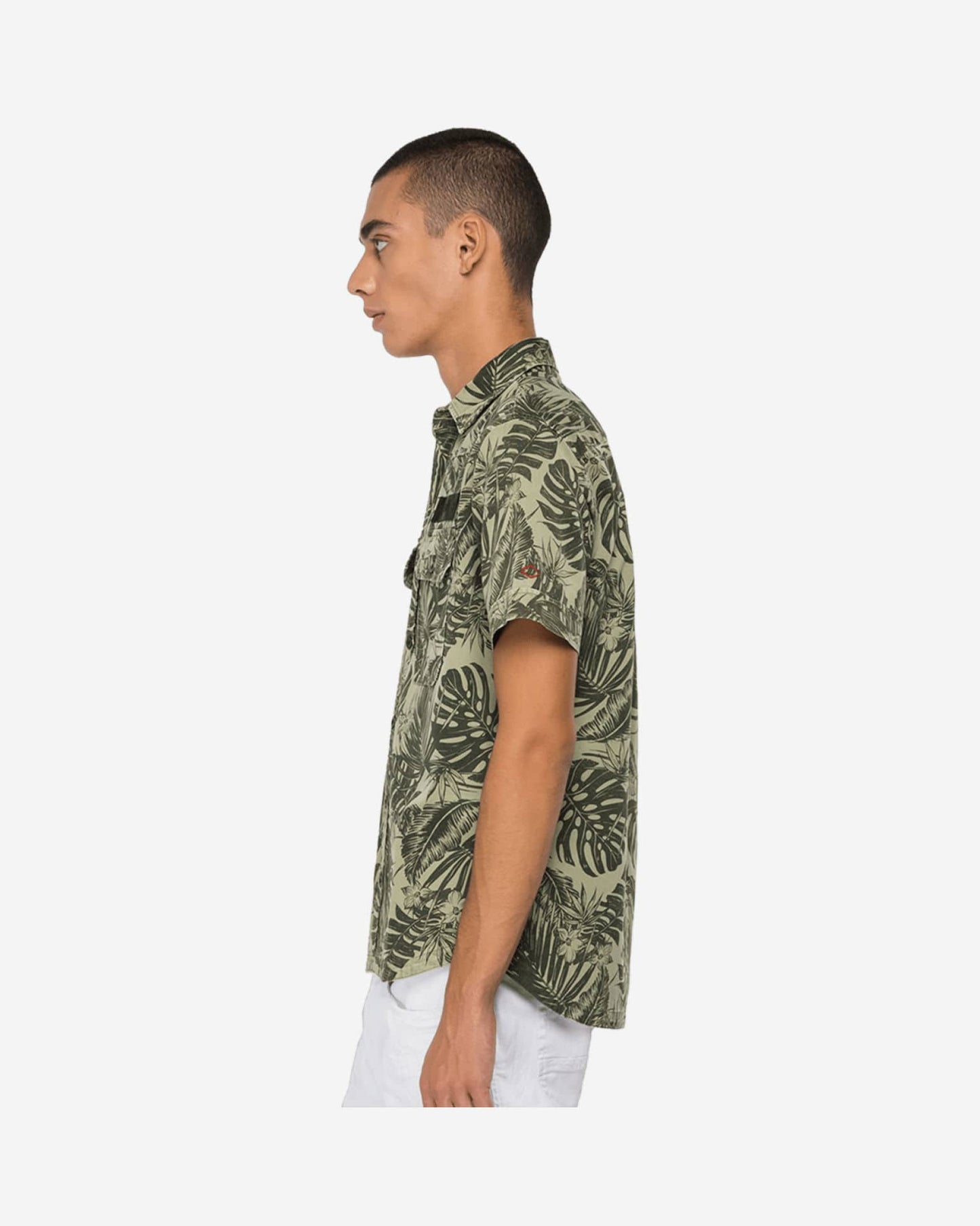 Short-Sleeved Shirt With Foliage Print