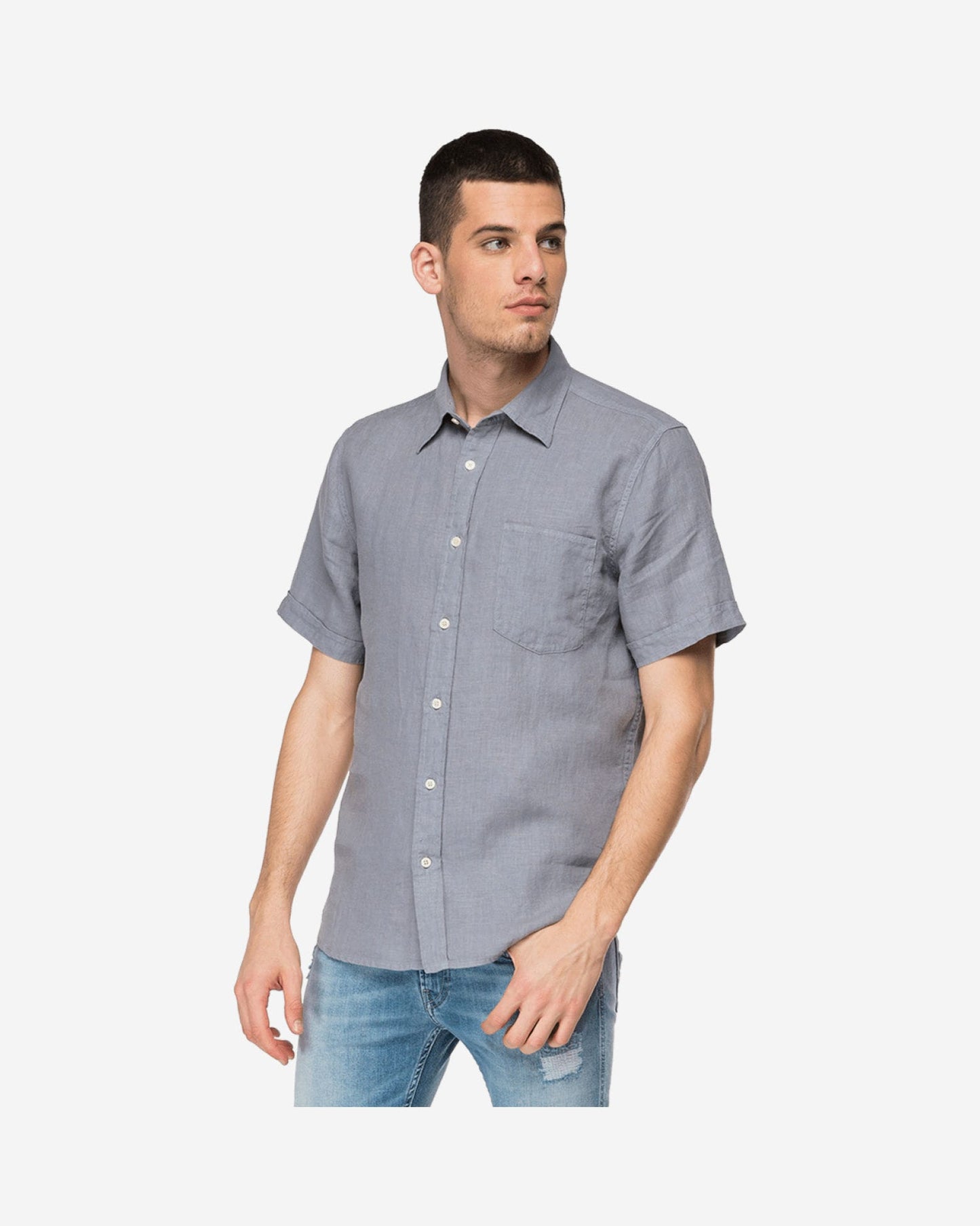 Short-Sleeved Shirt With Foliage Print