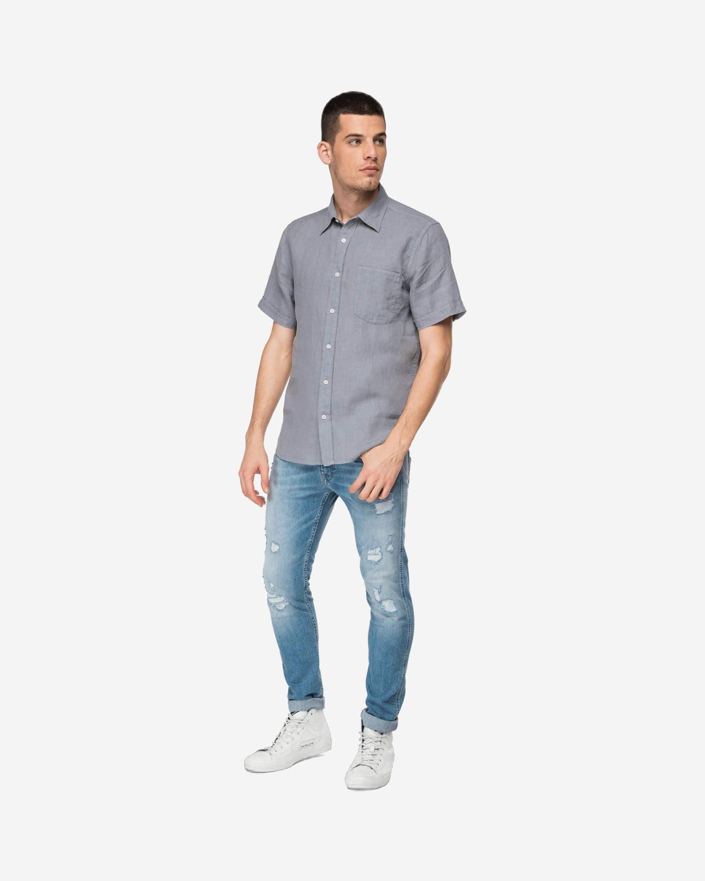 Short-Sleeved Shirt With Foliage Print