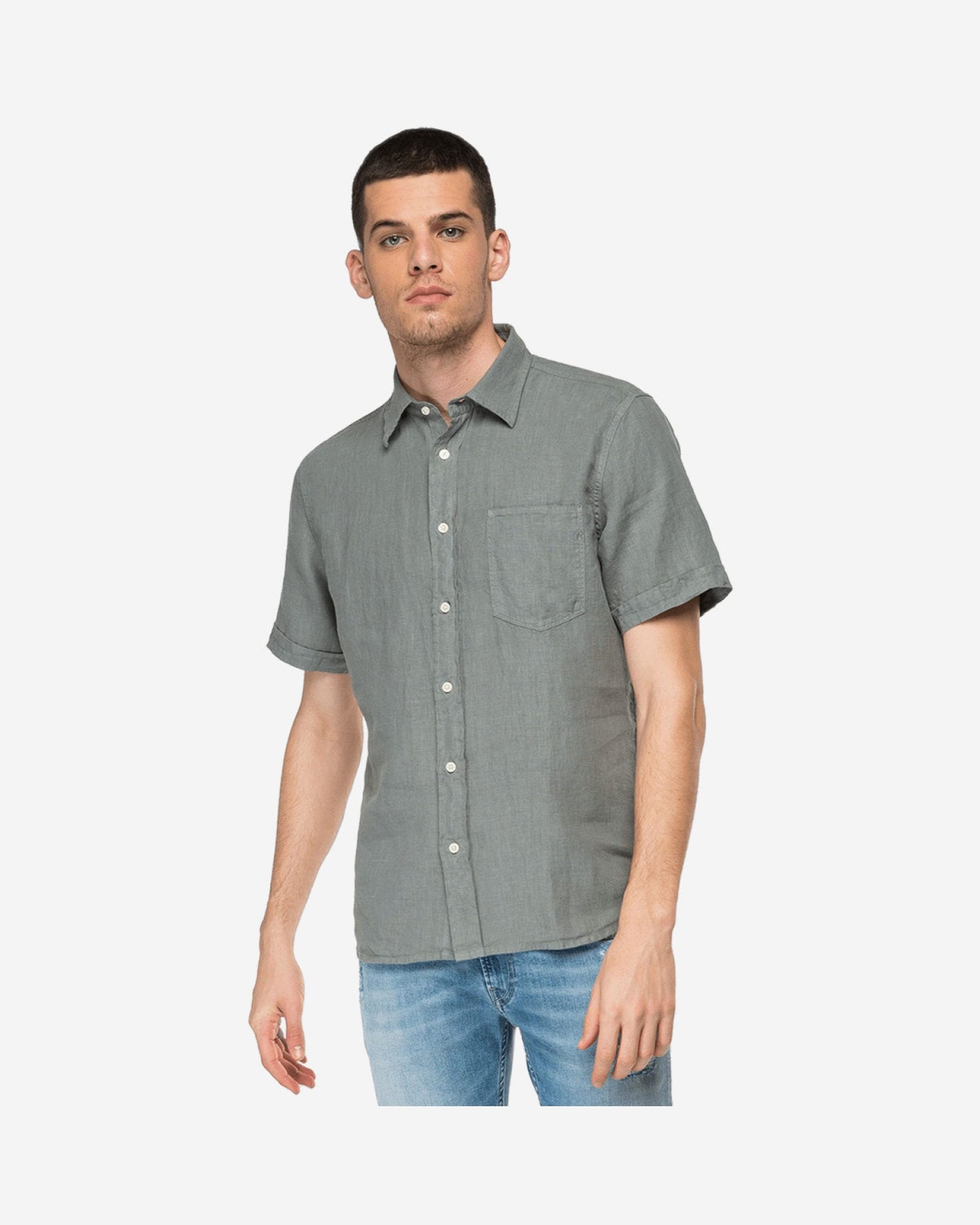 Short-Sleeved Shirt With Foliage Print